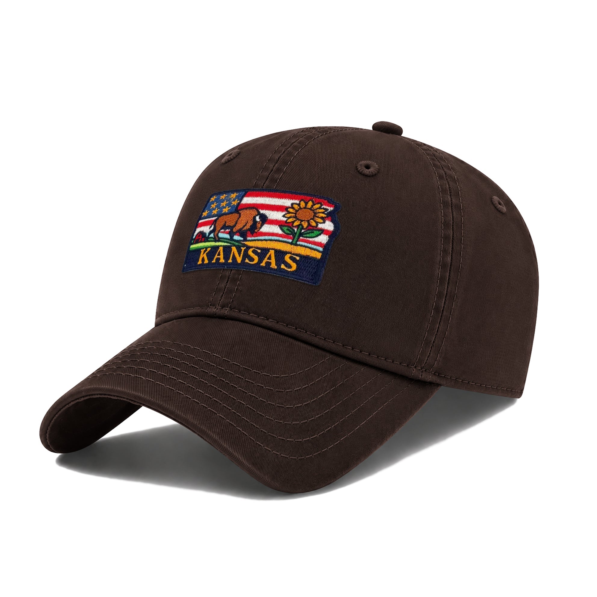 Kansas State Icons Low Profile Garment Wash Cotton Baseball Caps for Mens Womens