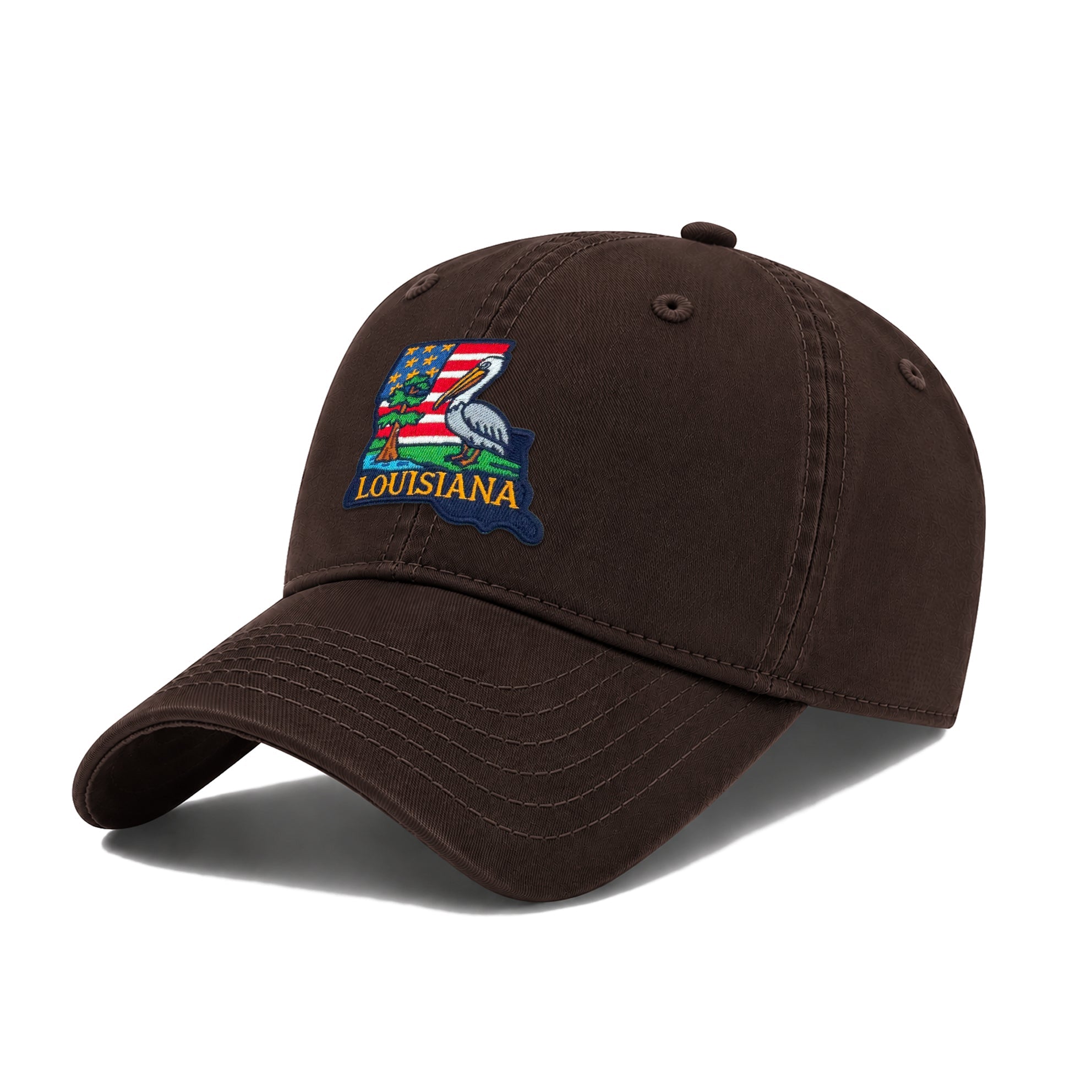 Louisiana Accompanying State Icons Low Profile Garment Wash Cotton Baseball Caps Mens Womens