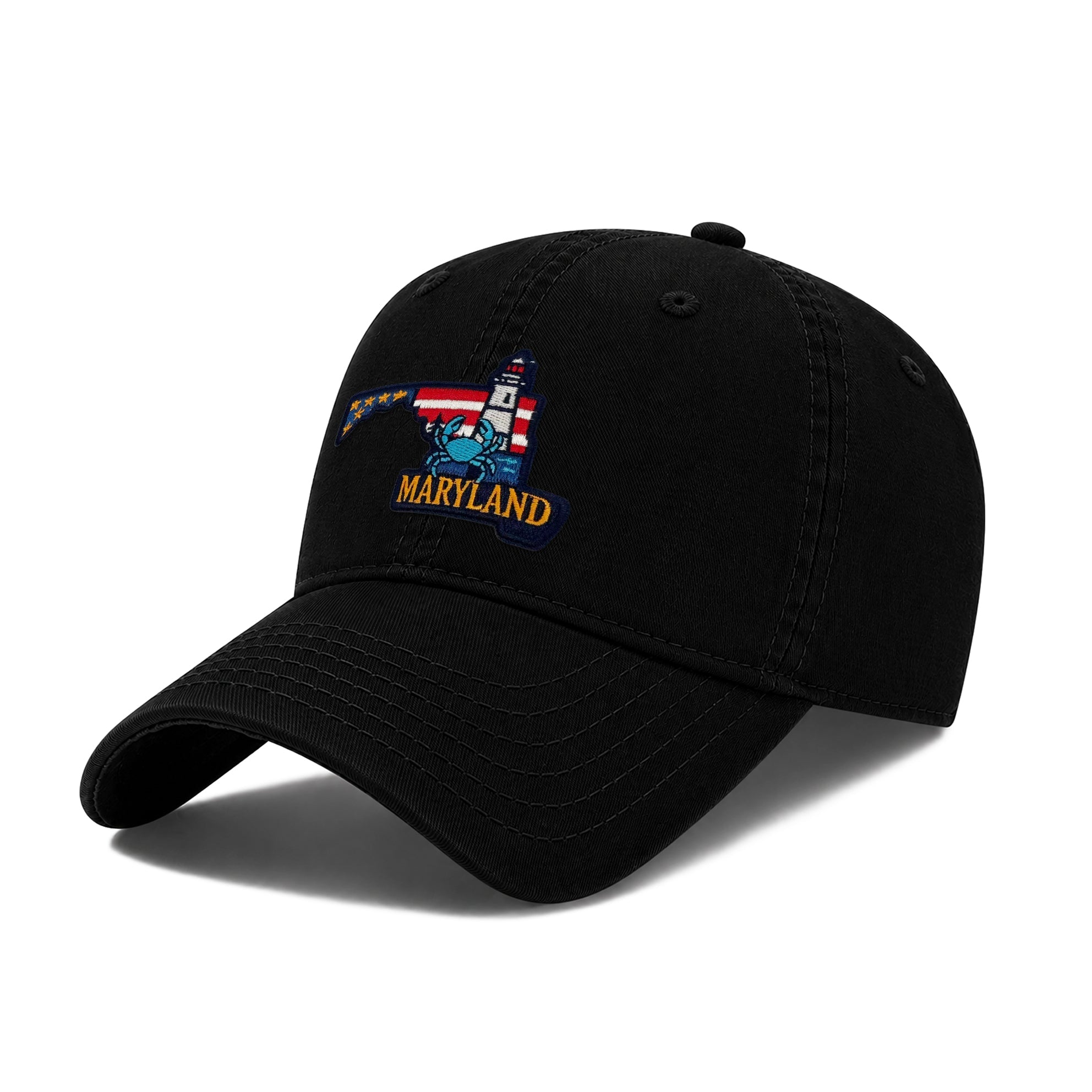 Maryland Featuring State Icons Low Profile Garment Wash Cotton Baseball Caps Mens Womens