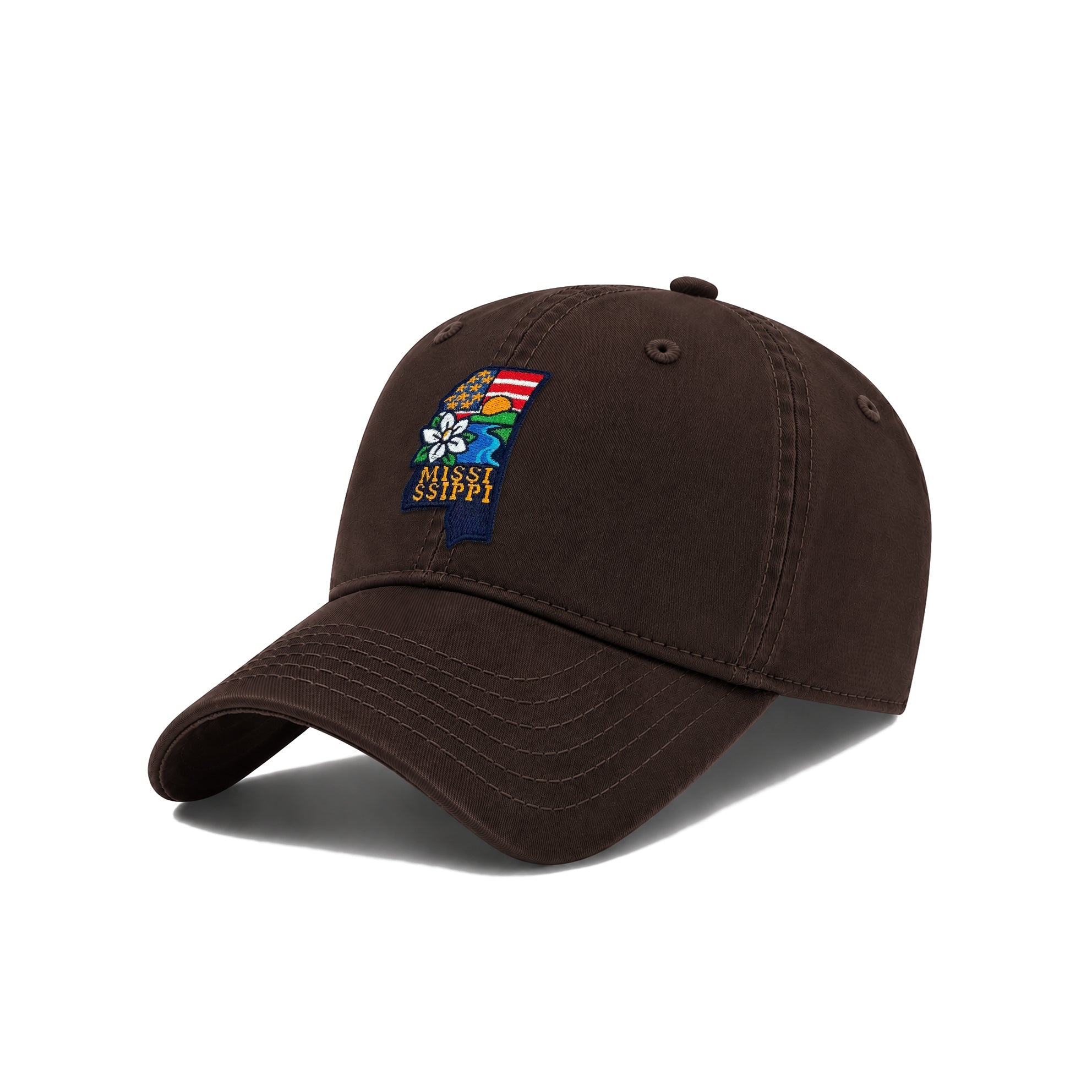 Mississippi Southern Classic Baseball Cap with Embroidered Magnolia Blossom Patch for Travel