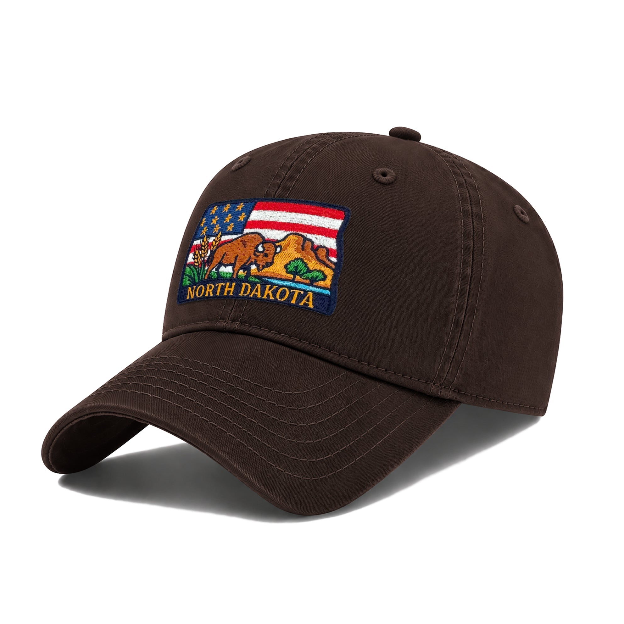 North Dakota Reflecting State Icons Low Profile Garment Wash Cotton Baseball Caps Mens Womens