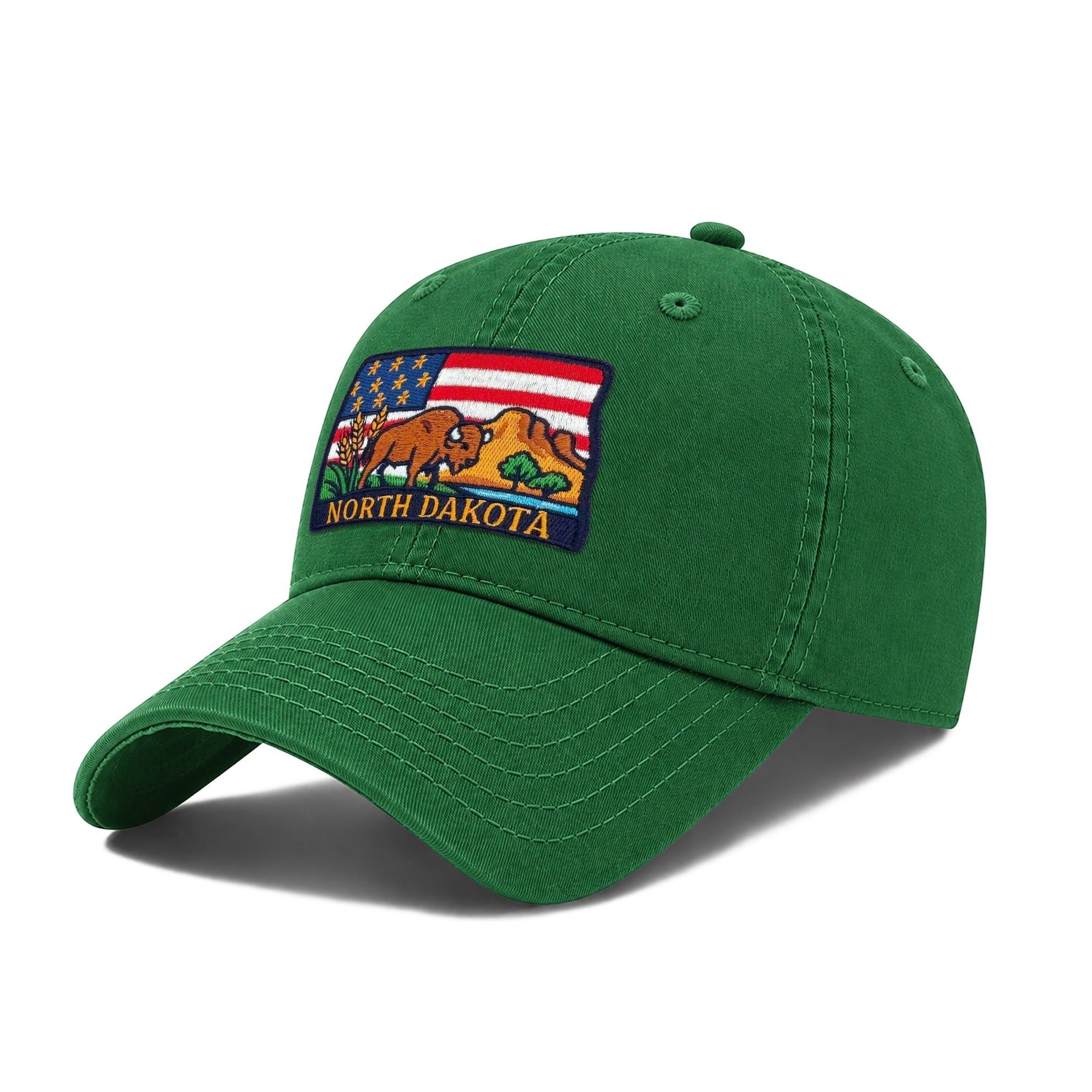 North Dakota Reflecting State Icons Low Profile Garment Wash Cotton Baseball Caps Mens Womens