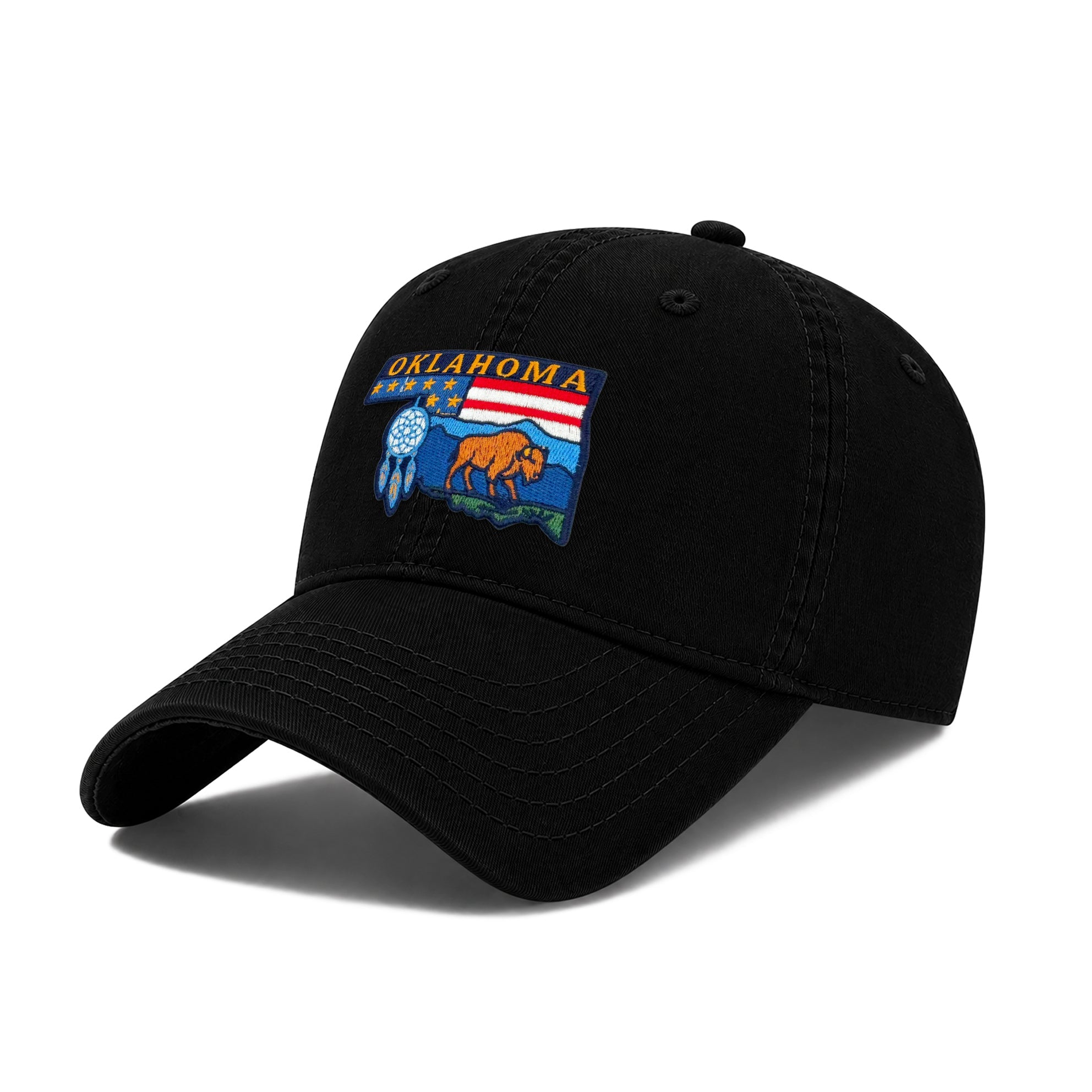Oklahoma Exhibiting State Icons Low Profile Garment Wash Cotton Baseball Caps Mens Womens