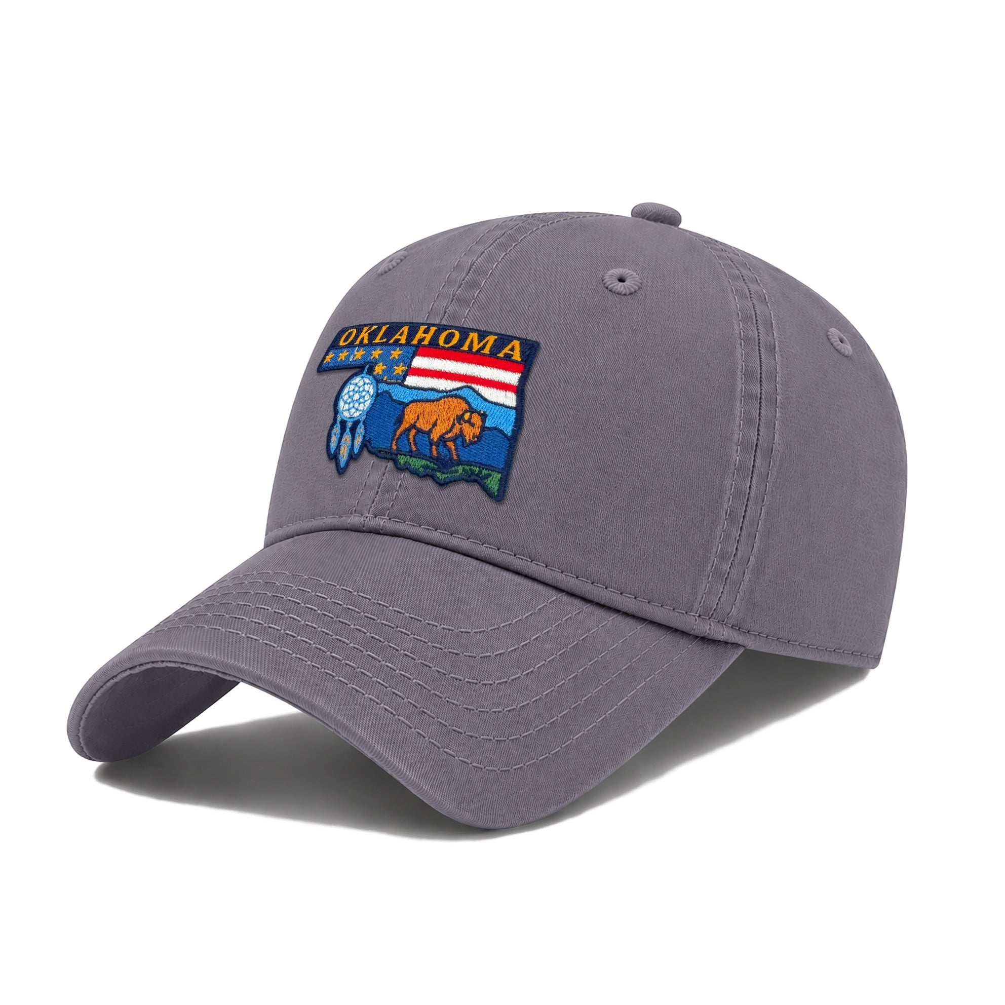 Oklahoma Exhibiting State Icons Low Profile Garment Wash Cotton Baseball Caps Mens Womens