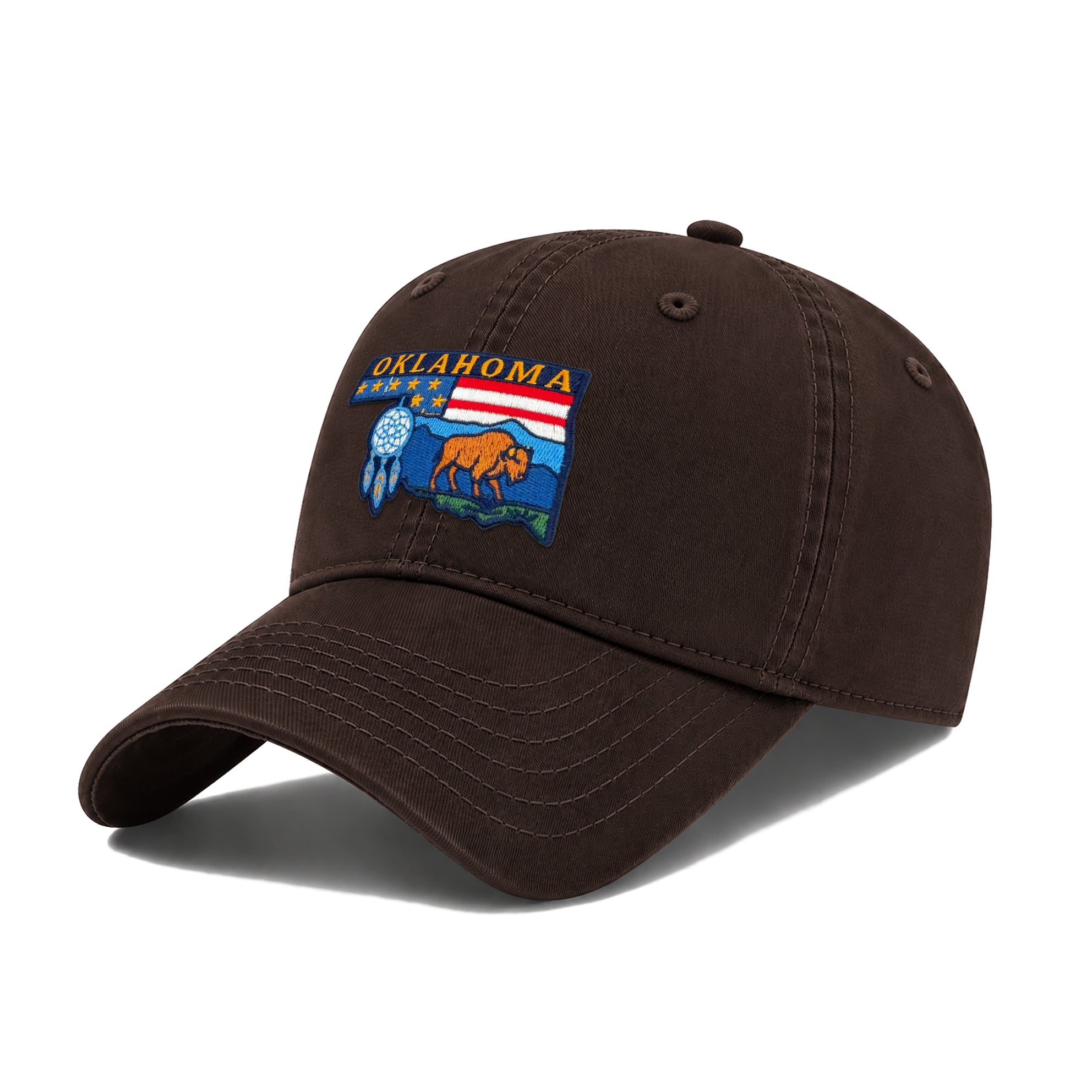 Oklahoma Exhibiting State Icons Low Profile Garment Wash Cotton Baseball Caps Mens Womens
