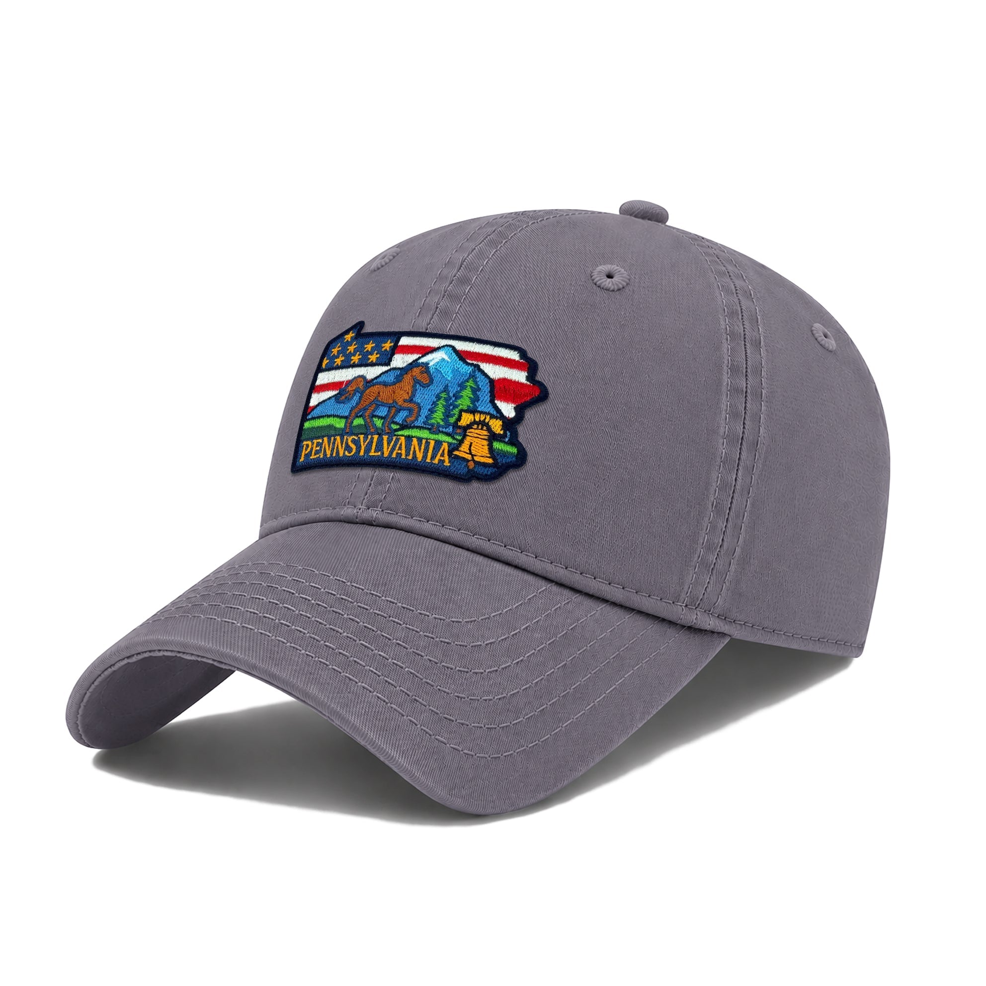 Pennsylvania Low Profile Garment Wash Cotton Baseball Caps with Custom State Icons Mens Womens Wear