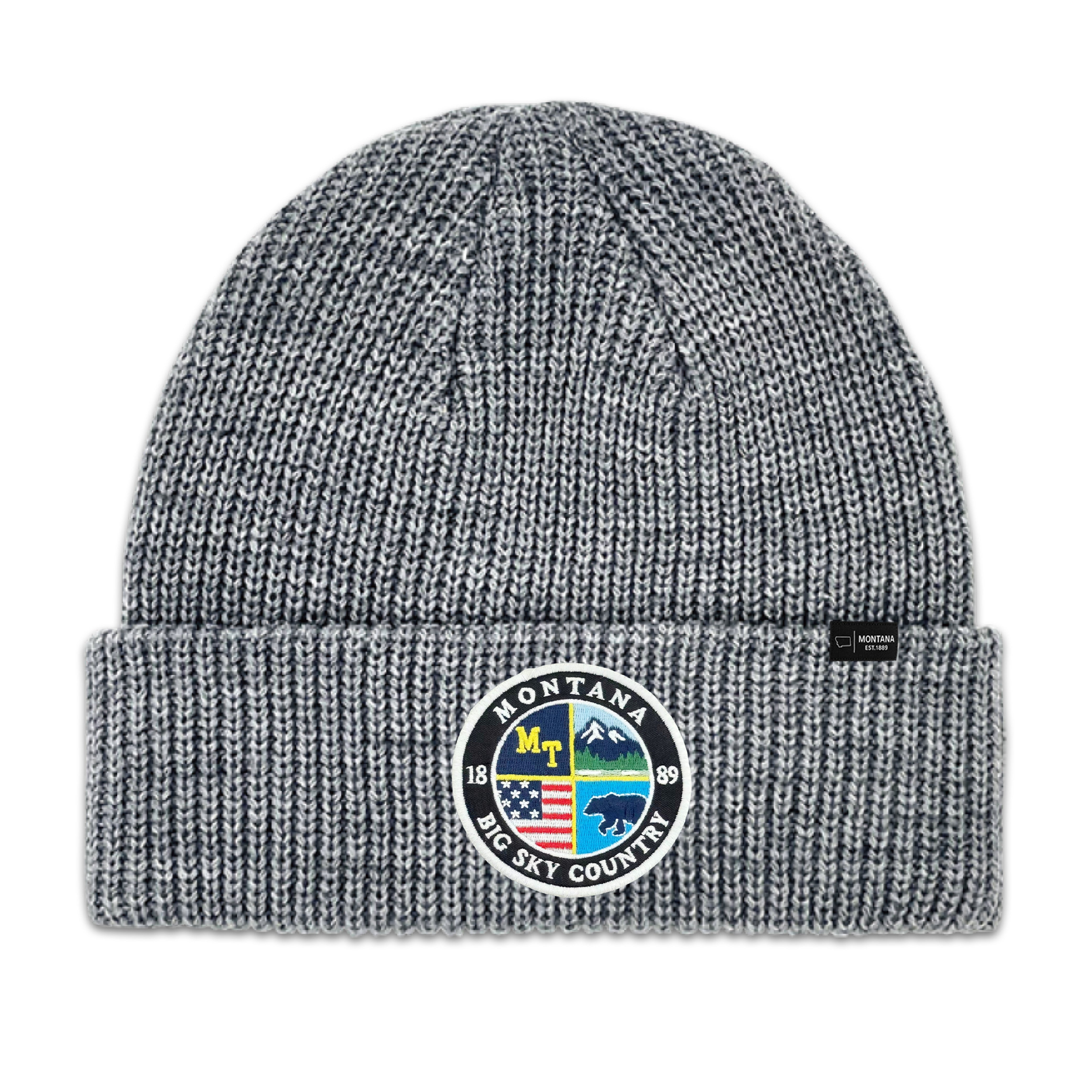 Montana Colorful State Patch Knit Beanie Outdoor Winter Hat for Travel & Adventure
