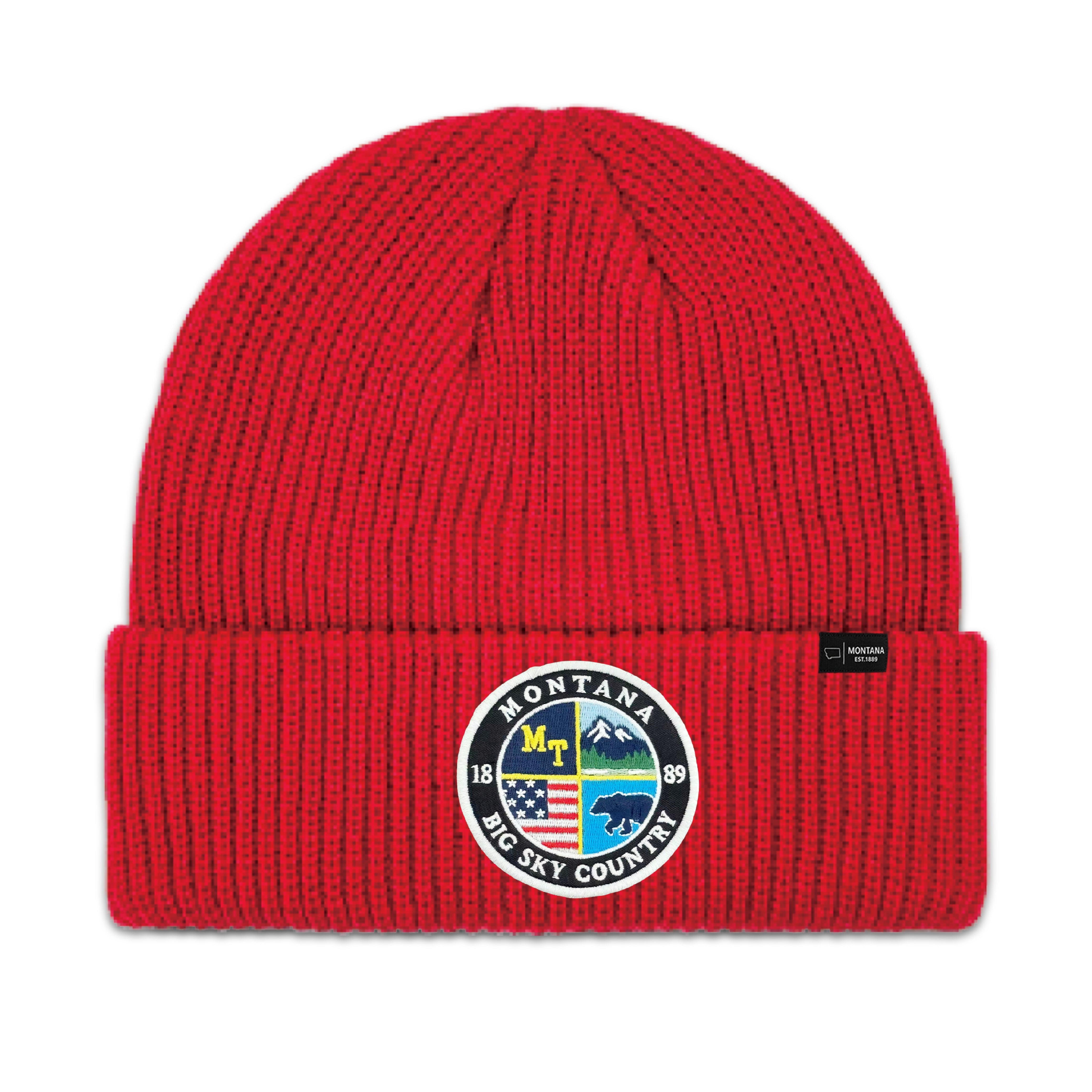Montana Colorful State Patch Knit Beanie Outdoor Winter Hat for Travel & Adventure