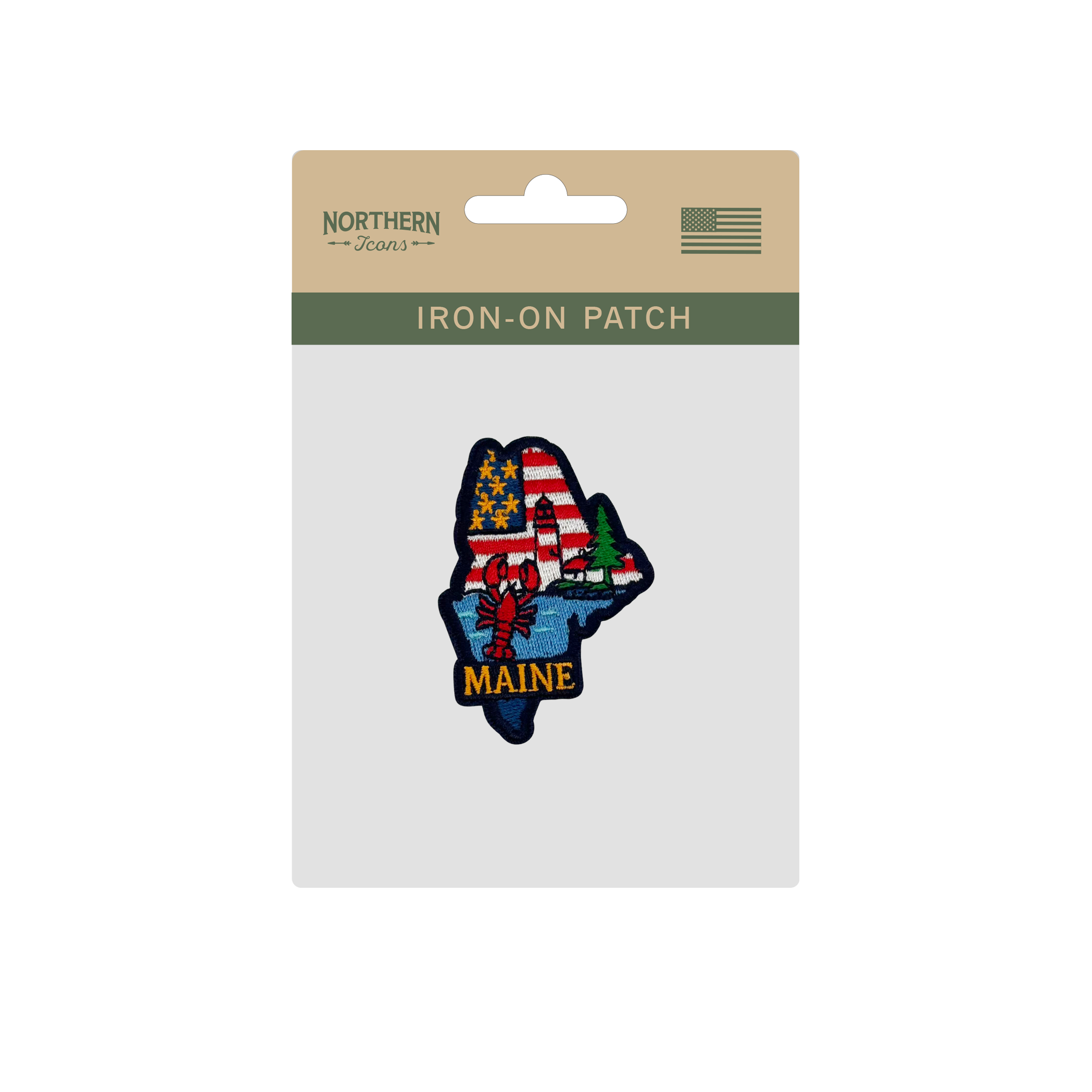 Maine Lobster Lighthouse Embroidered Patch Iron On State Souvenir Badge