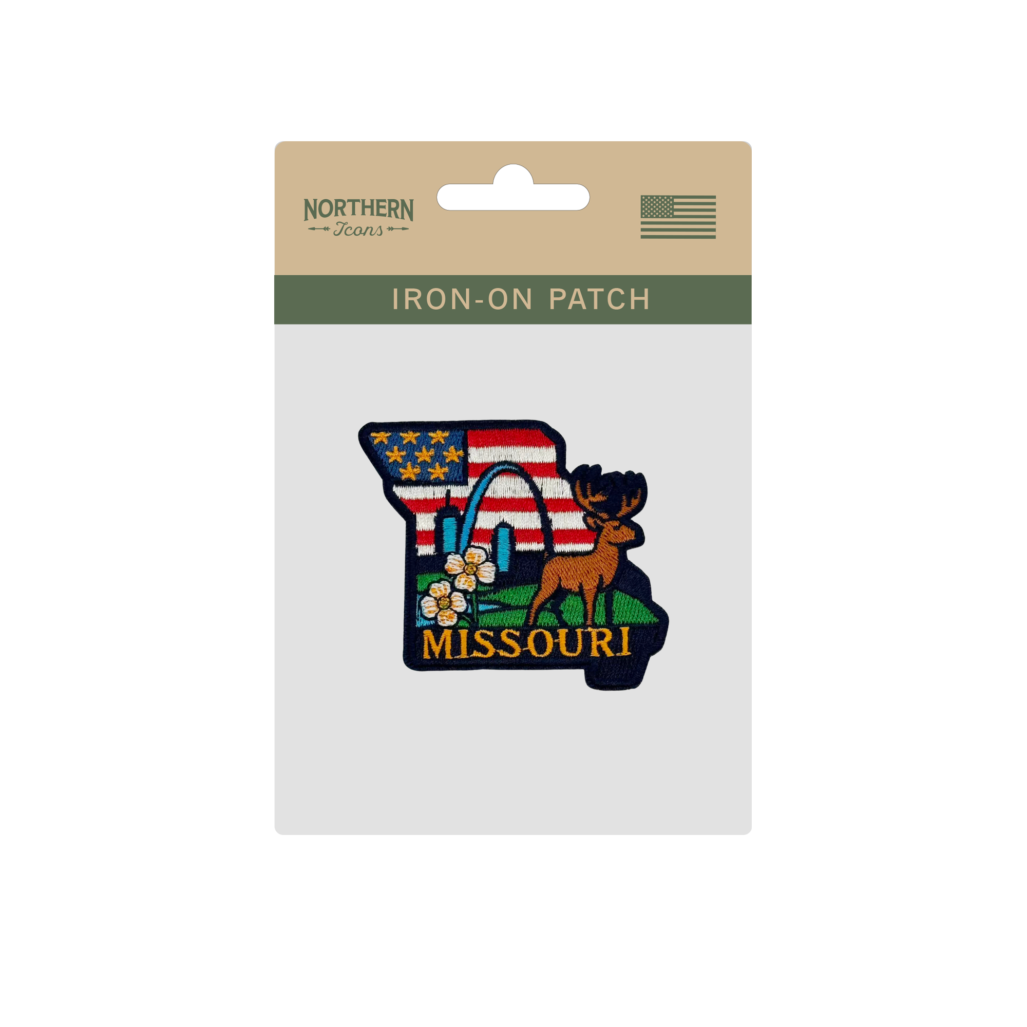 Missouri Arch Deer Embroidered Patch Iron On State Souvenir Badge