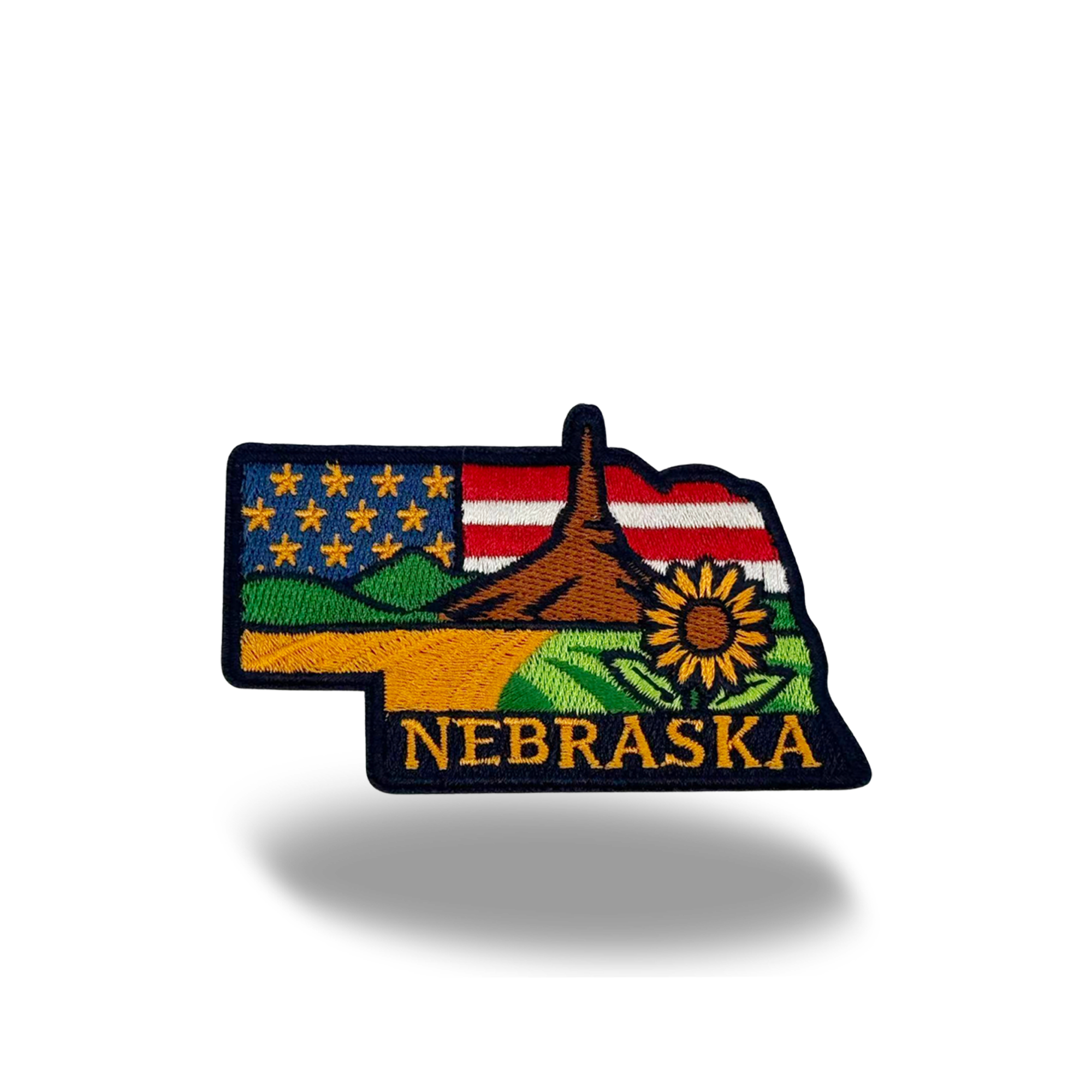 Nebraska Prairie Sunflower Embroidered Patch Iron On State Souvenir Badge