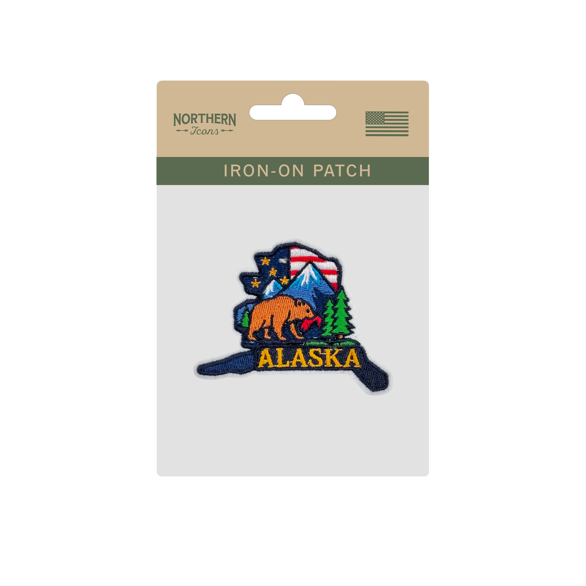 Alaska Bear Mountain Embroidered Patch for Hats Jackets Bags