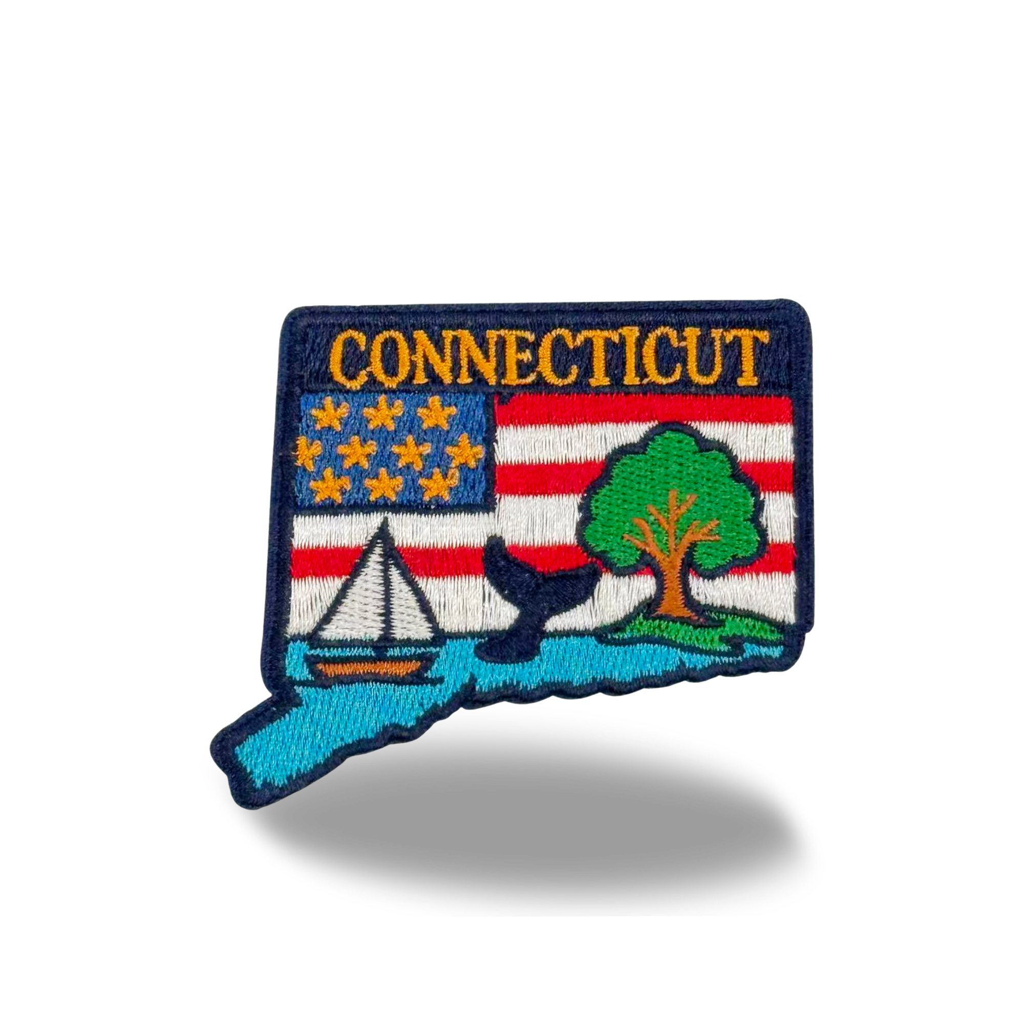 Connecticut New England Baseball Cap with Embroidered Whale Sailboat Patch for Travel