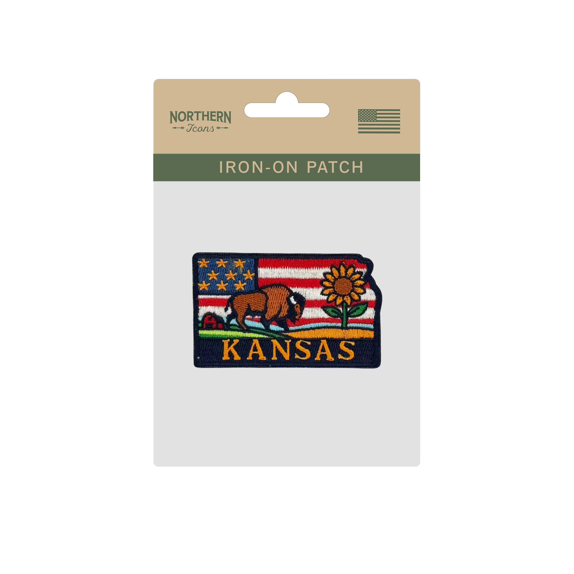 Kansas Bison Sunflower Embroidered Patch for Hats Jackets Bags