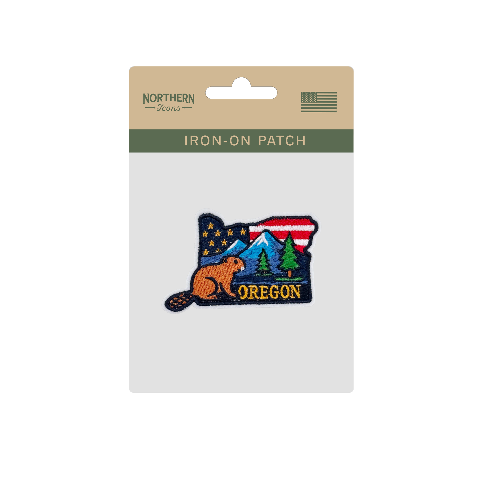 Oregon Beaver Mountain Embroidered Patch for Hats Jackets Bags