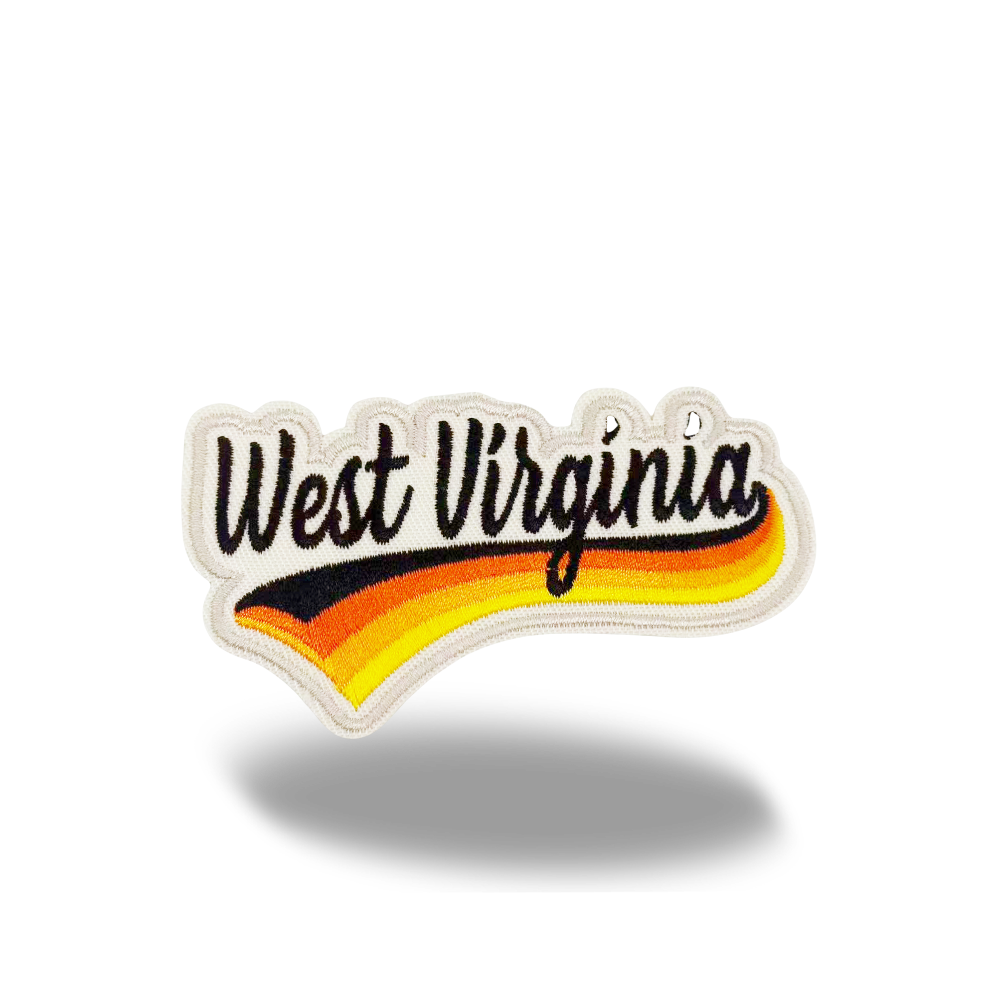 West Virginia Retro Script Embroidered Patch Vintage Lettering Travel Souvenir