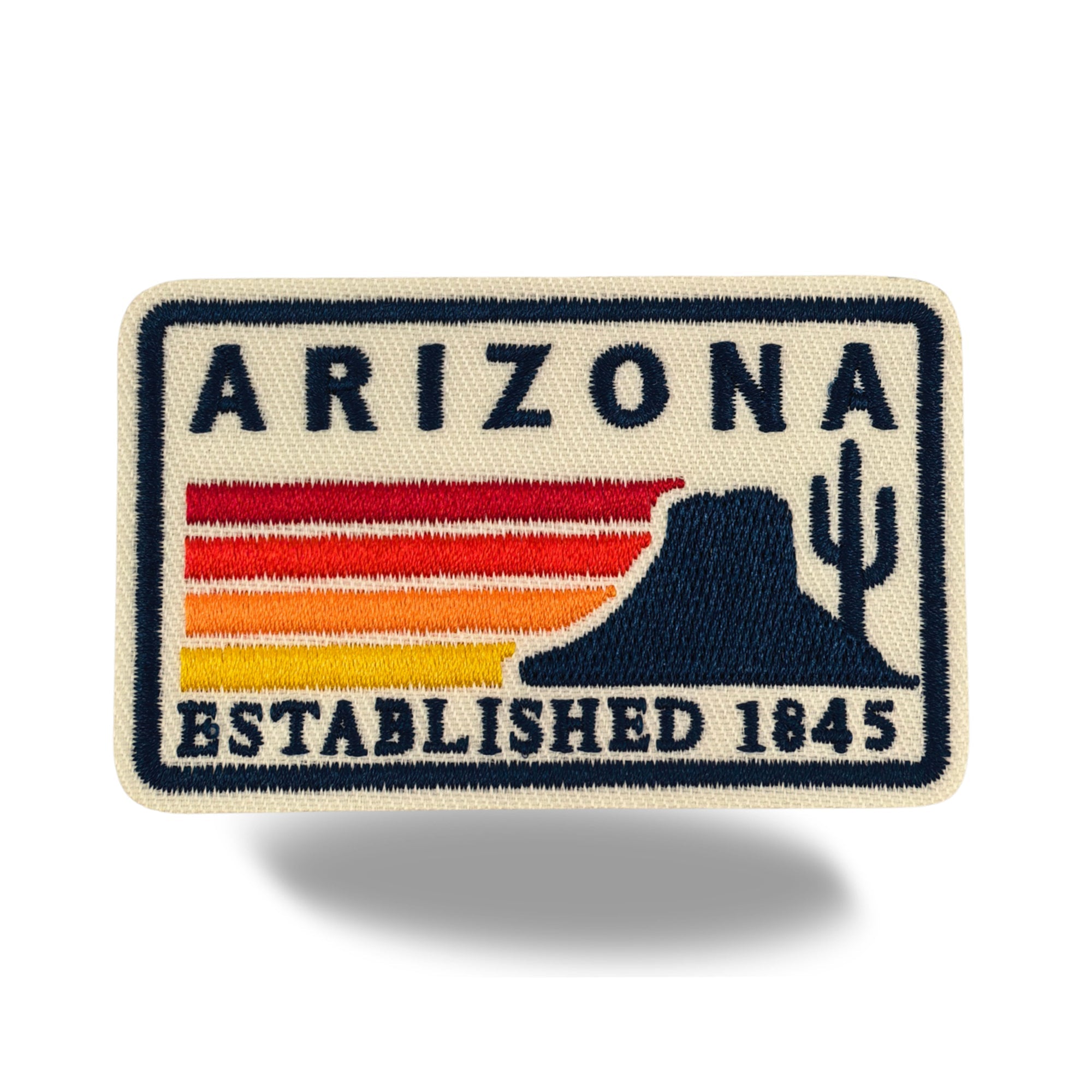 Arizona Desert Embroidered Iron-On Patch ¨C Retro Cactus & Mesa State Souvenir