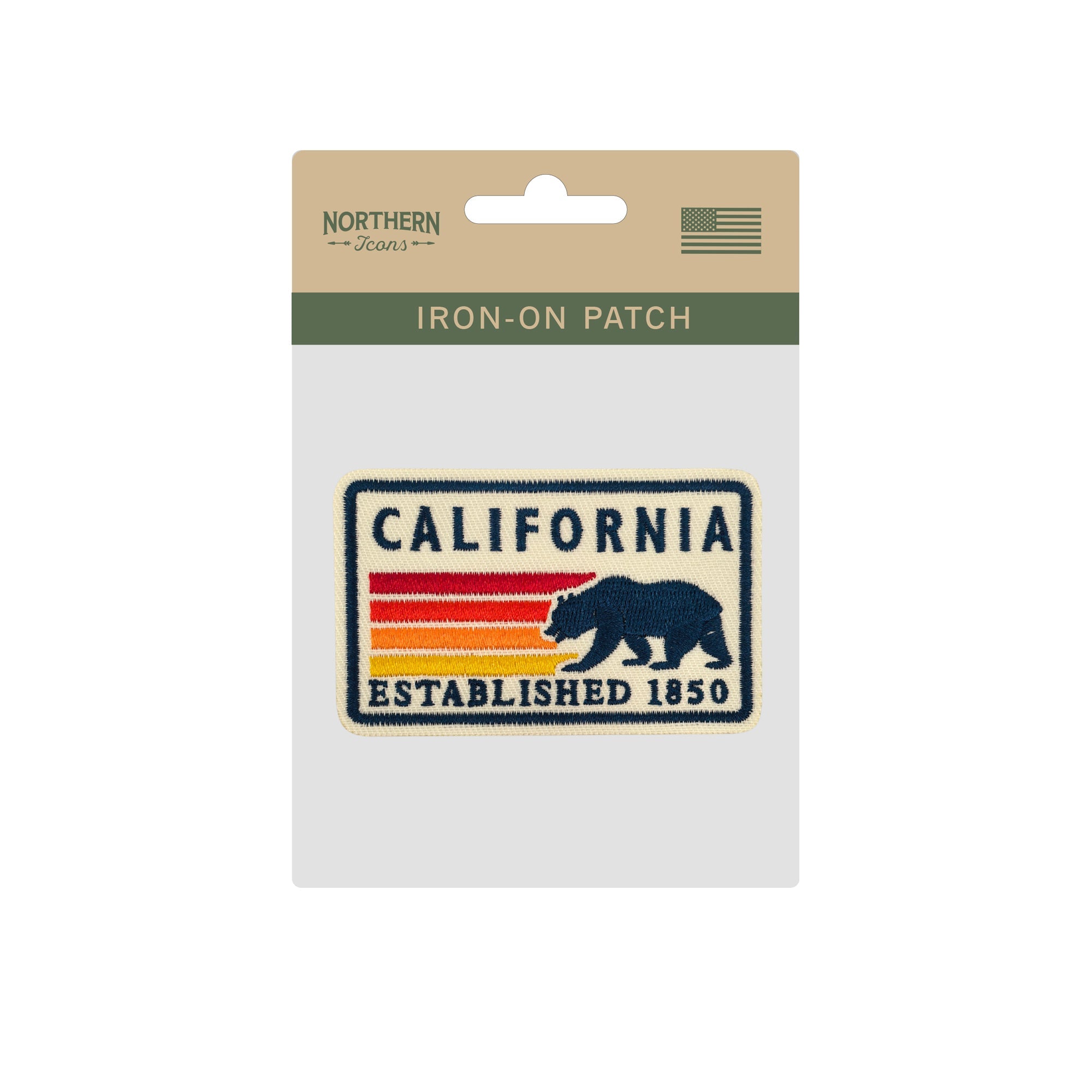 California Bear Embroidered Iron-On Patch ¨C Vintage State Wildlife Souvenir Patch