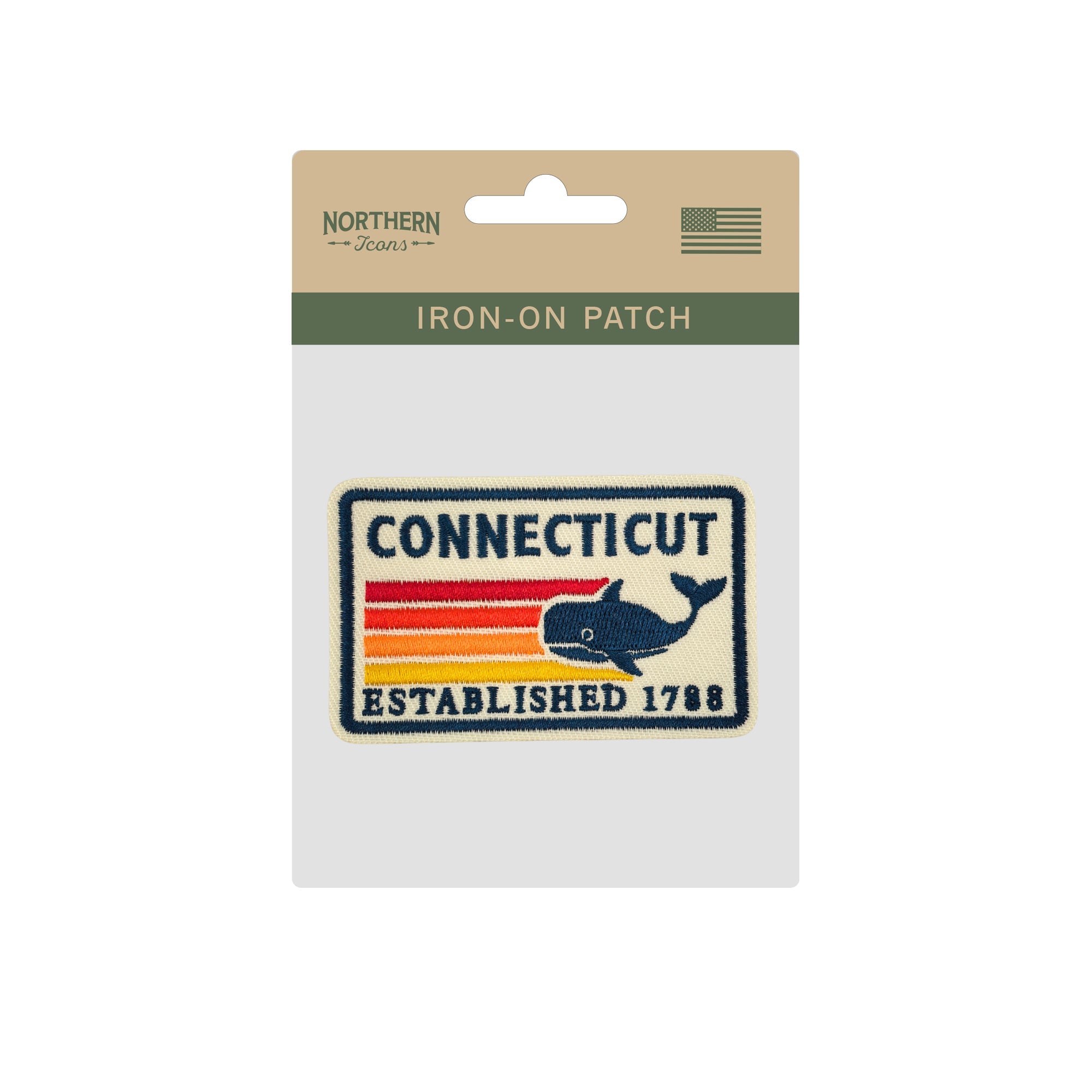 Connecticut Whale Embroidered Iron-On Patch ¨C Vintage State Souvenir Travel Patch