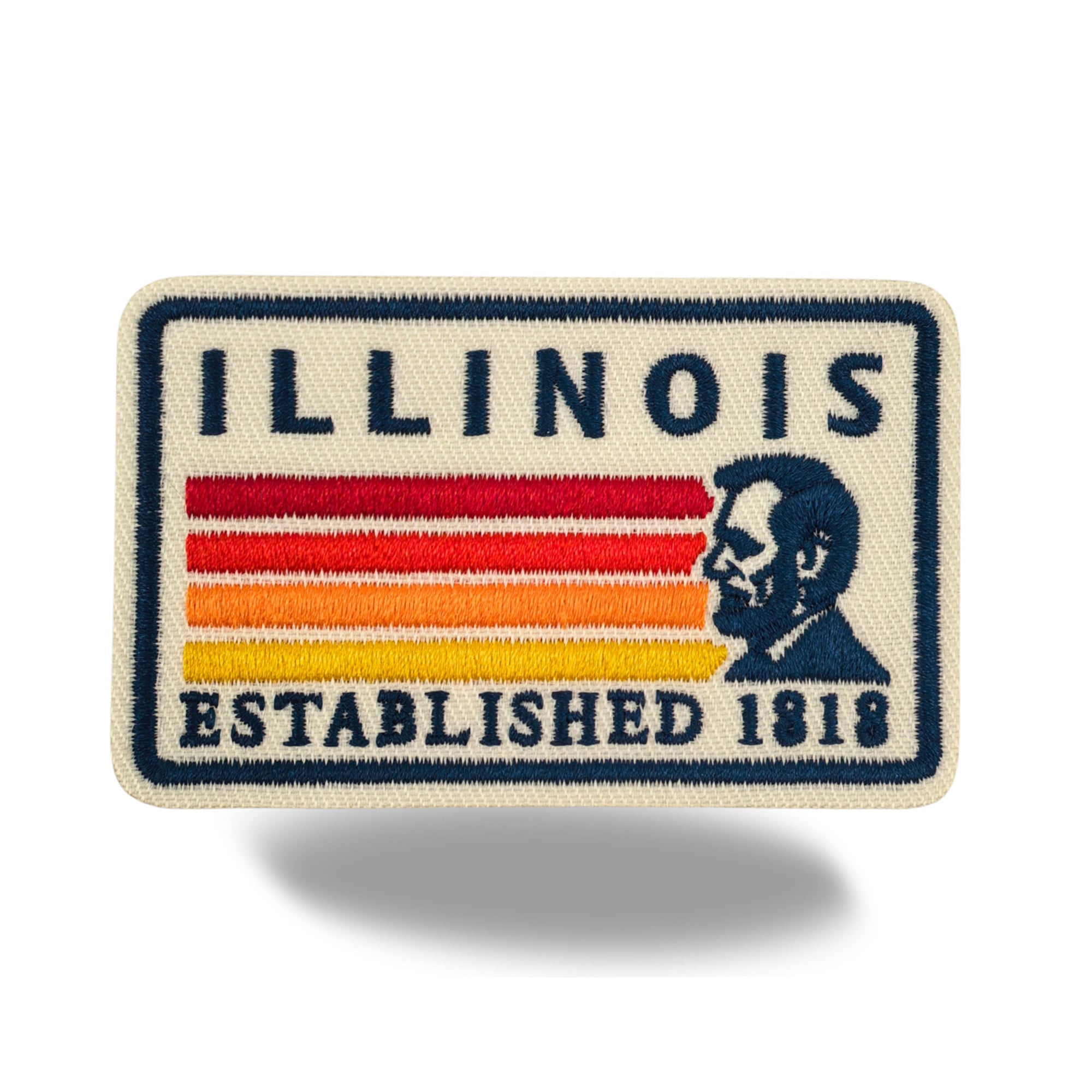 Illinois Lincoln Embroidered Iron-On Patch ¨C Vintage State Souvenir Patch
