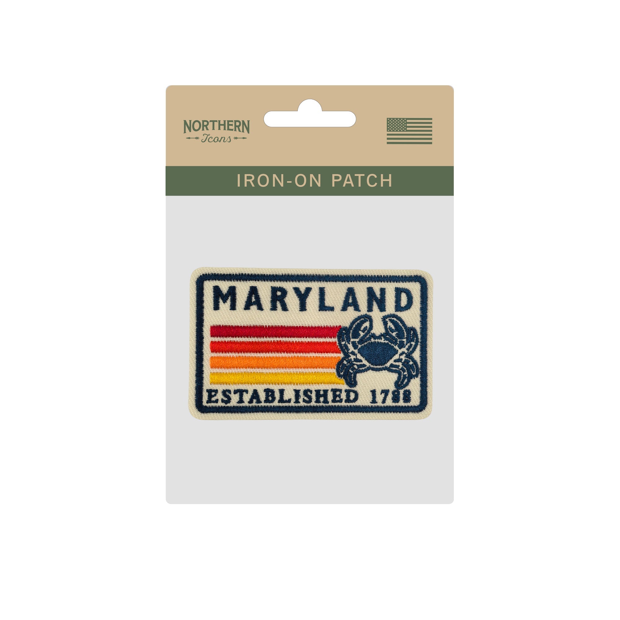 Maryland Blue Crab Embroidered Iron-On Patch ¨C Vintage State Souvenir Patch