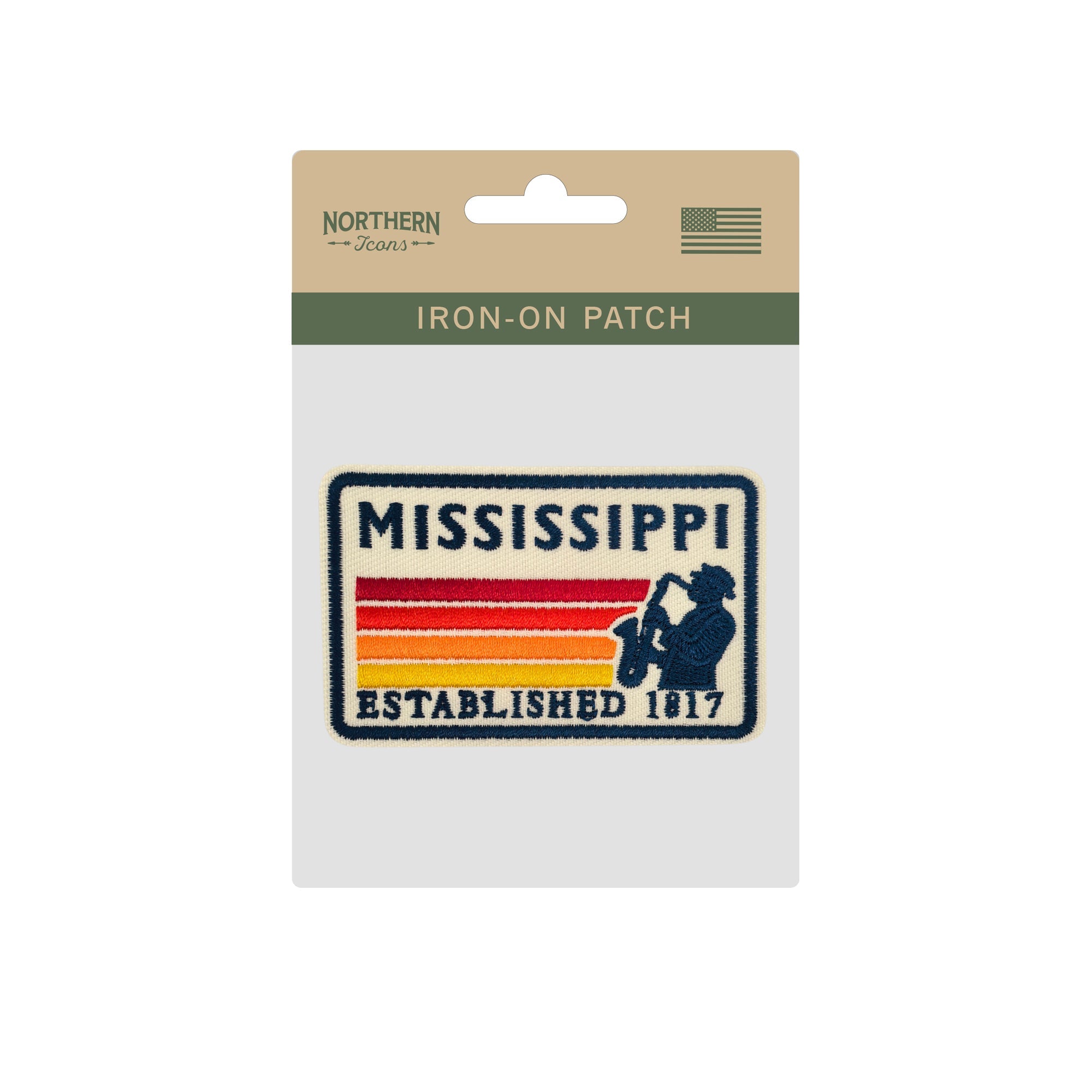 Mississippi Jazz Embroidered Iron-On Patch ¨C Vintage State Souvenir Patch
