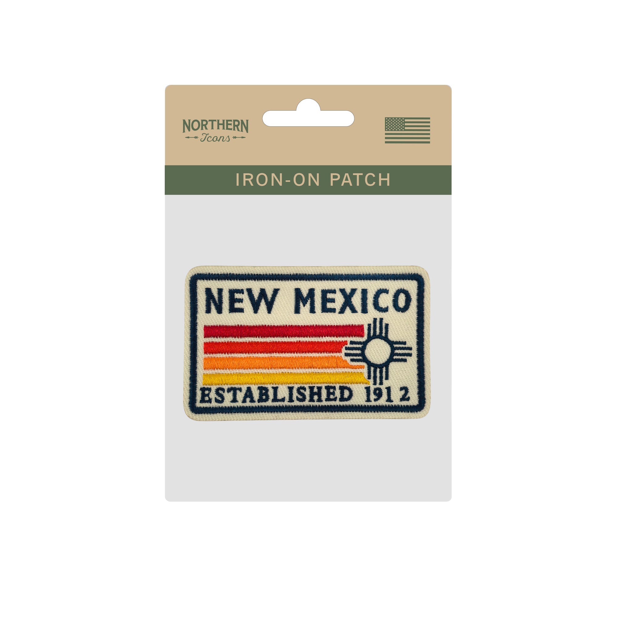 New Mexico Zia Sun Embroidered Iron-On Patch ¨C Vintage State Souvenir Patch