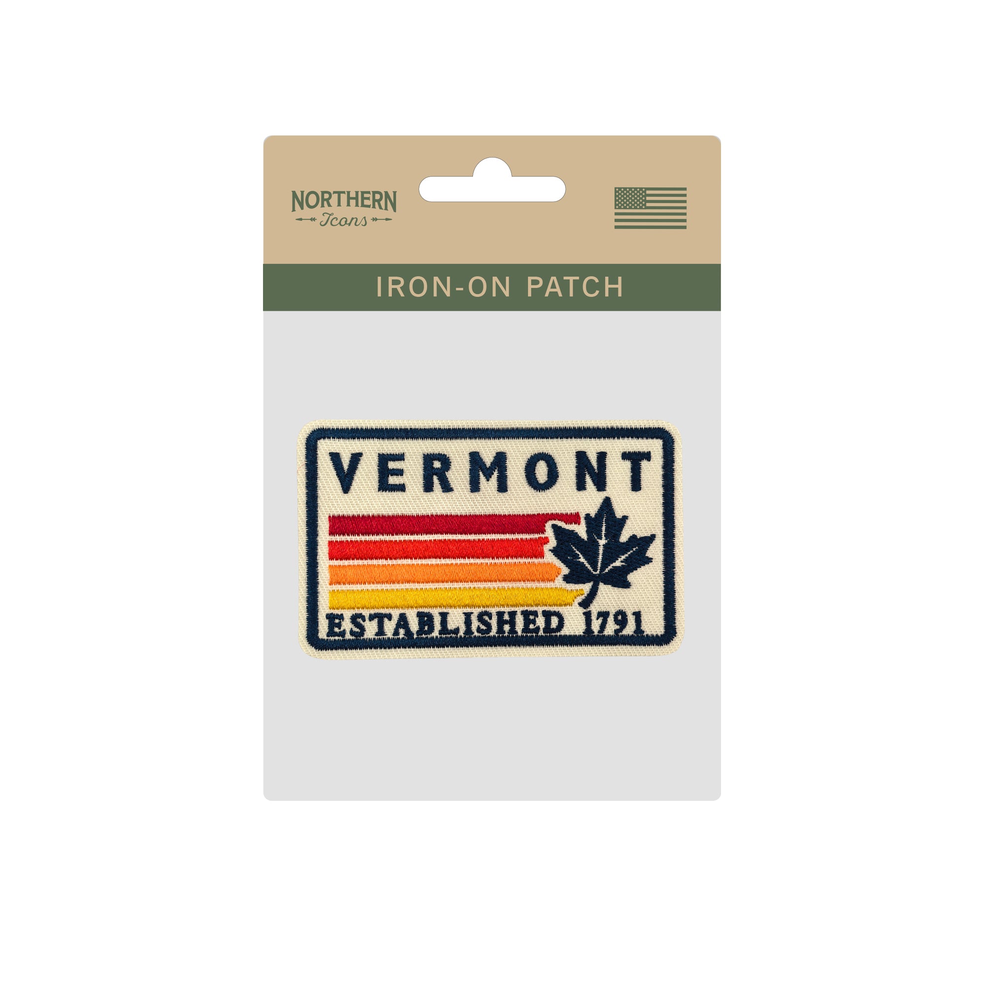 Vermont Maple Leaf Heritage Embroidered Iron-On Patch | Vintage State Travel Souvenir Applique for Jackets, Hats & Backpacks