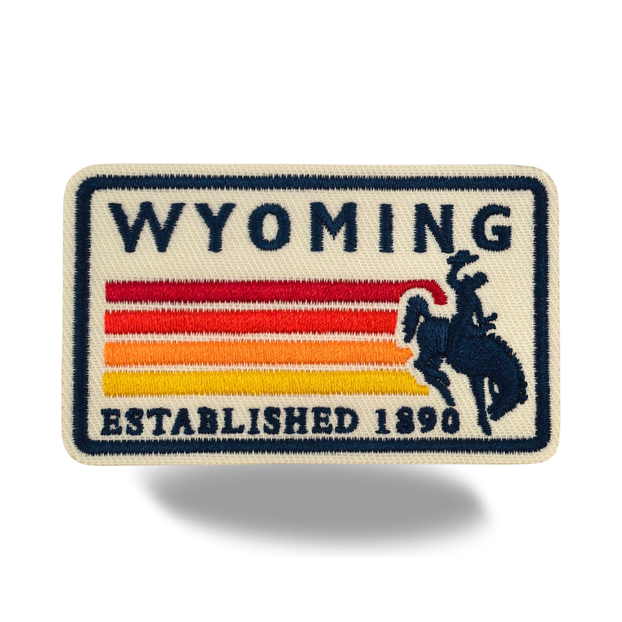 Wyoming Cowboy Bucking Horse Embroidered Iron-On Patch ¨C Vintage State Souvenir Travel Patch
