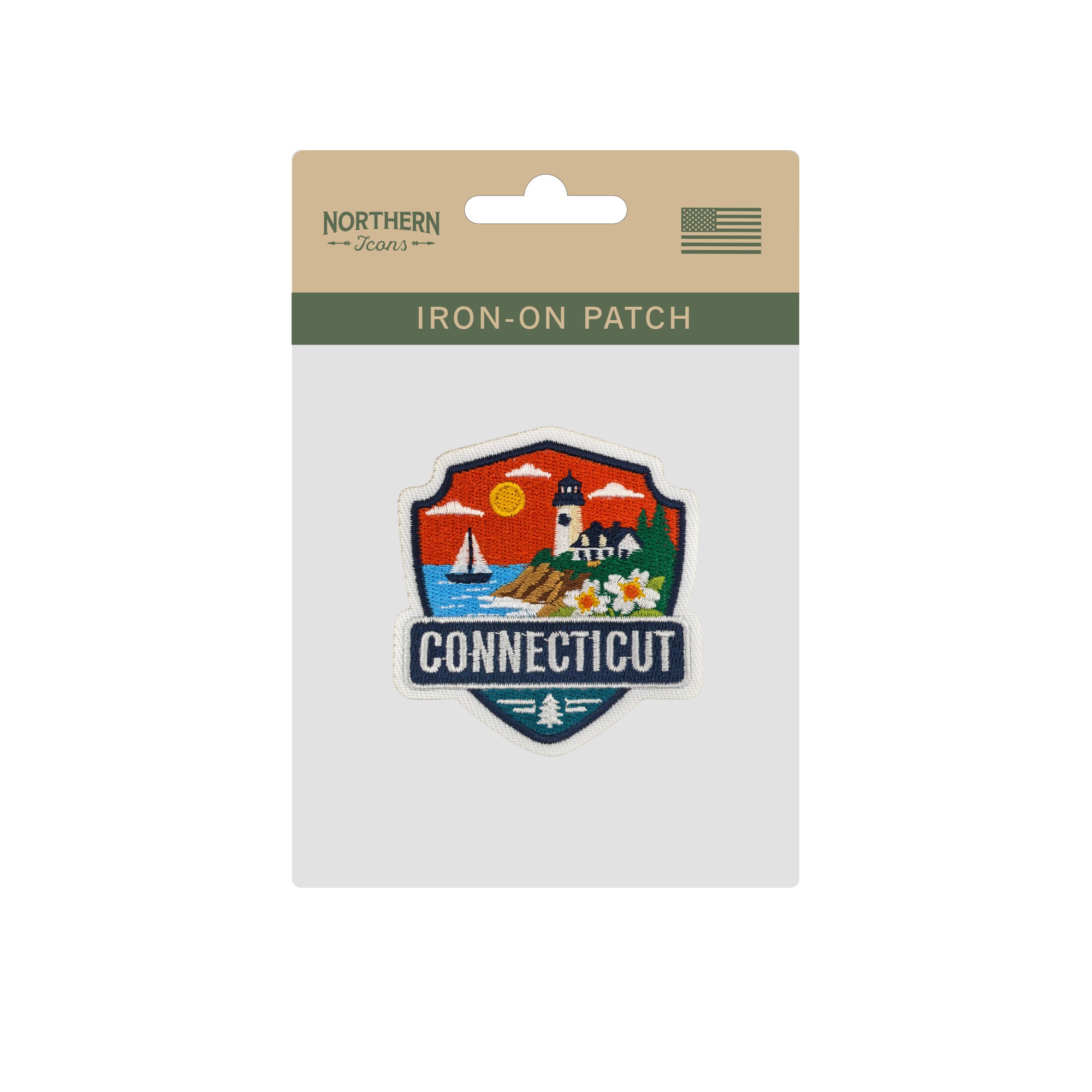 Connecticut Travel Iron-on Embroidered Patch | New England Souvenir Patch for Hats, Jackets & Backpacks