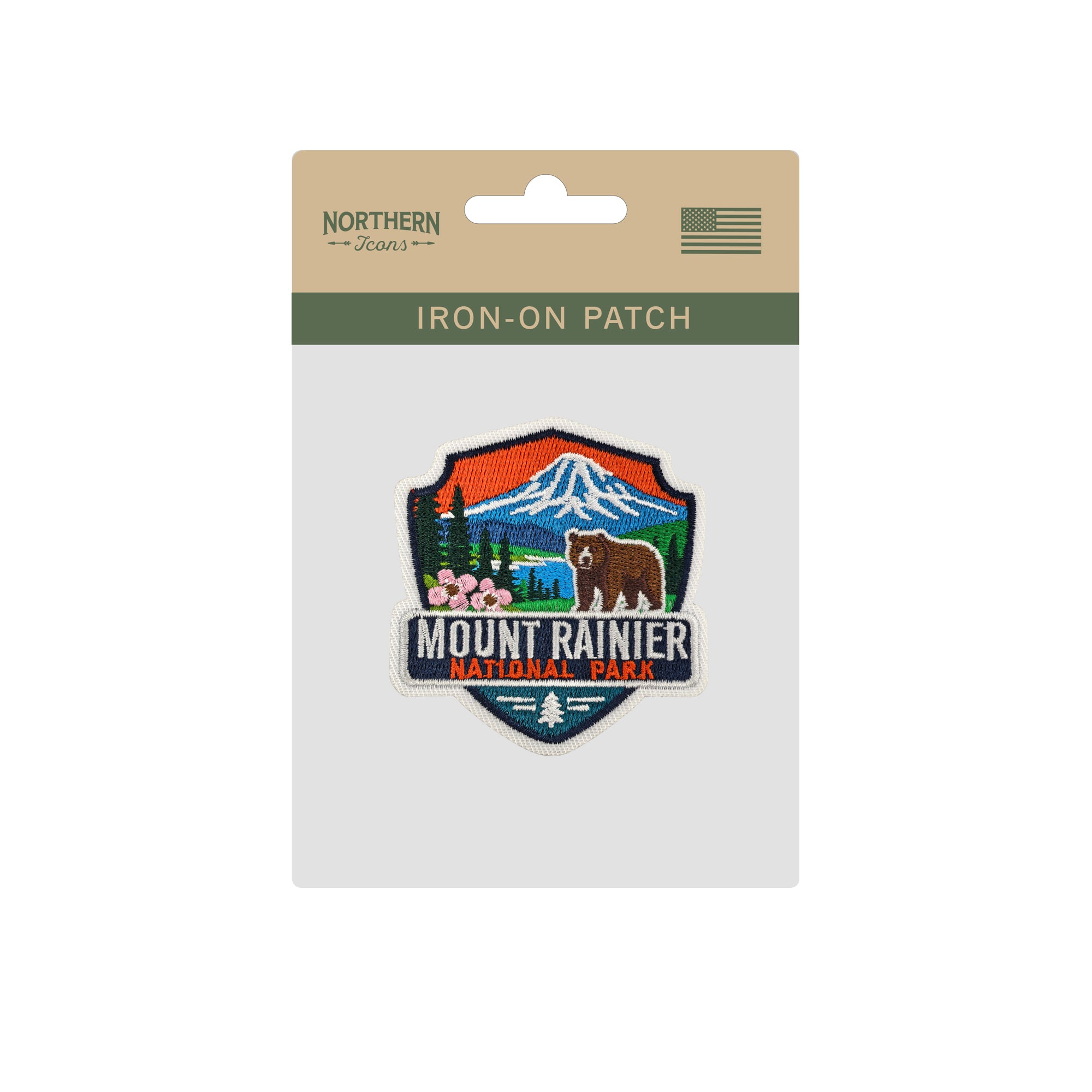 Mount Rainier National Park Iron-on Embroidered Patch | Washington Travel Souvenir Patch for Hats, Jackets & Backpacks