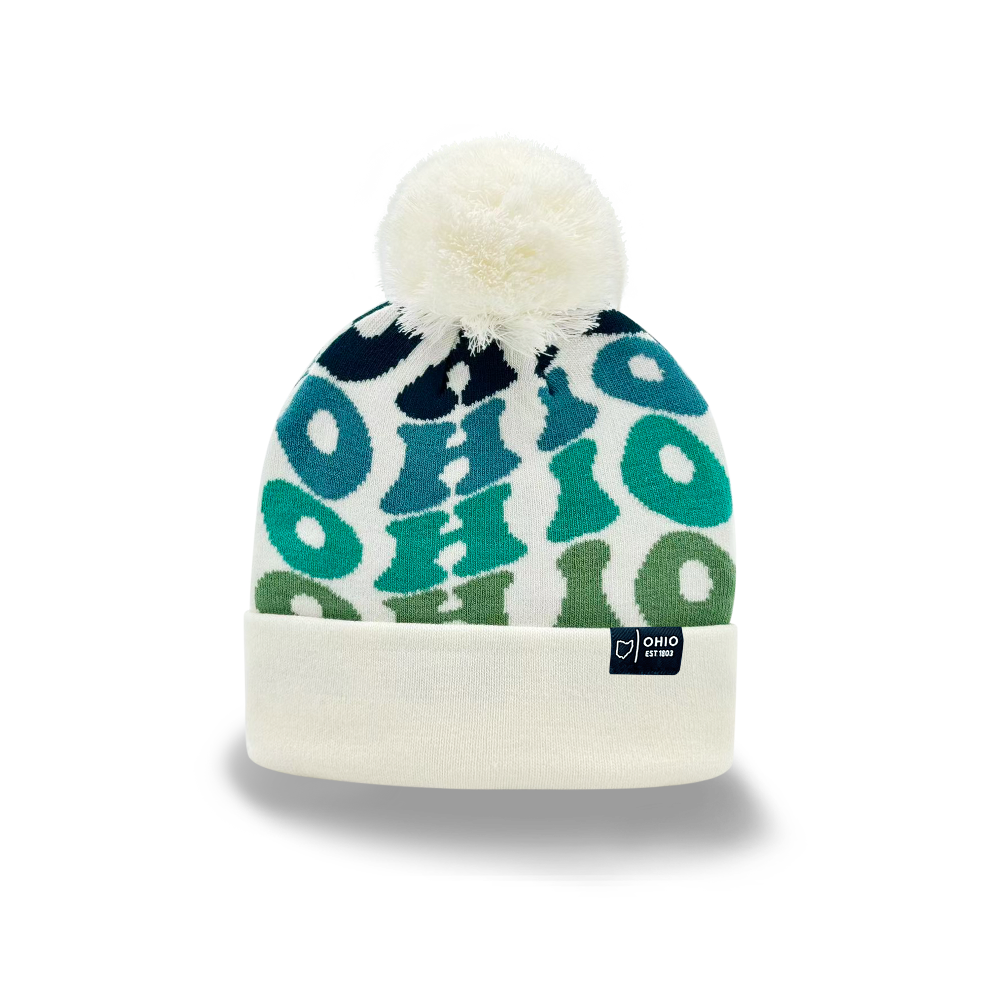 OHIO Colorful Knit Pom Pom Beanie - Retro Winter Warm Hat