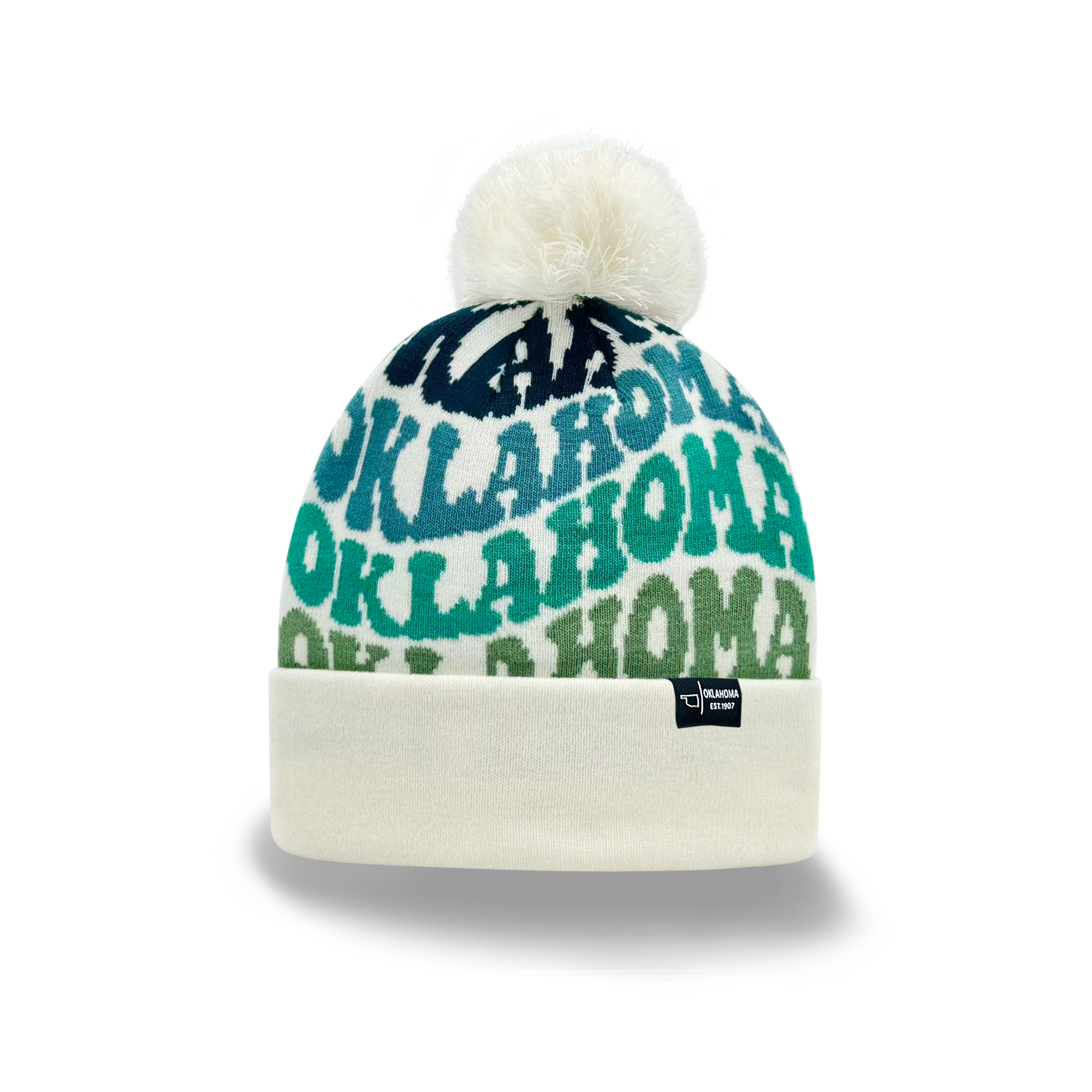 OKLAHOMA Colorful Knit Pom Pom Beanie - Retro Winter Hat