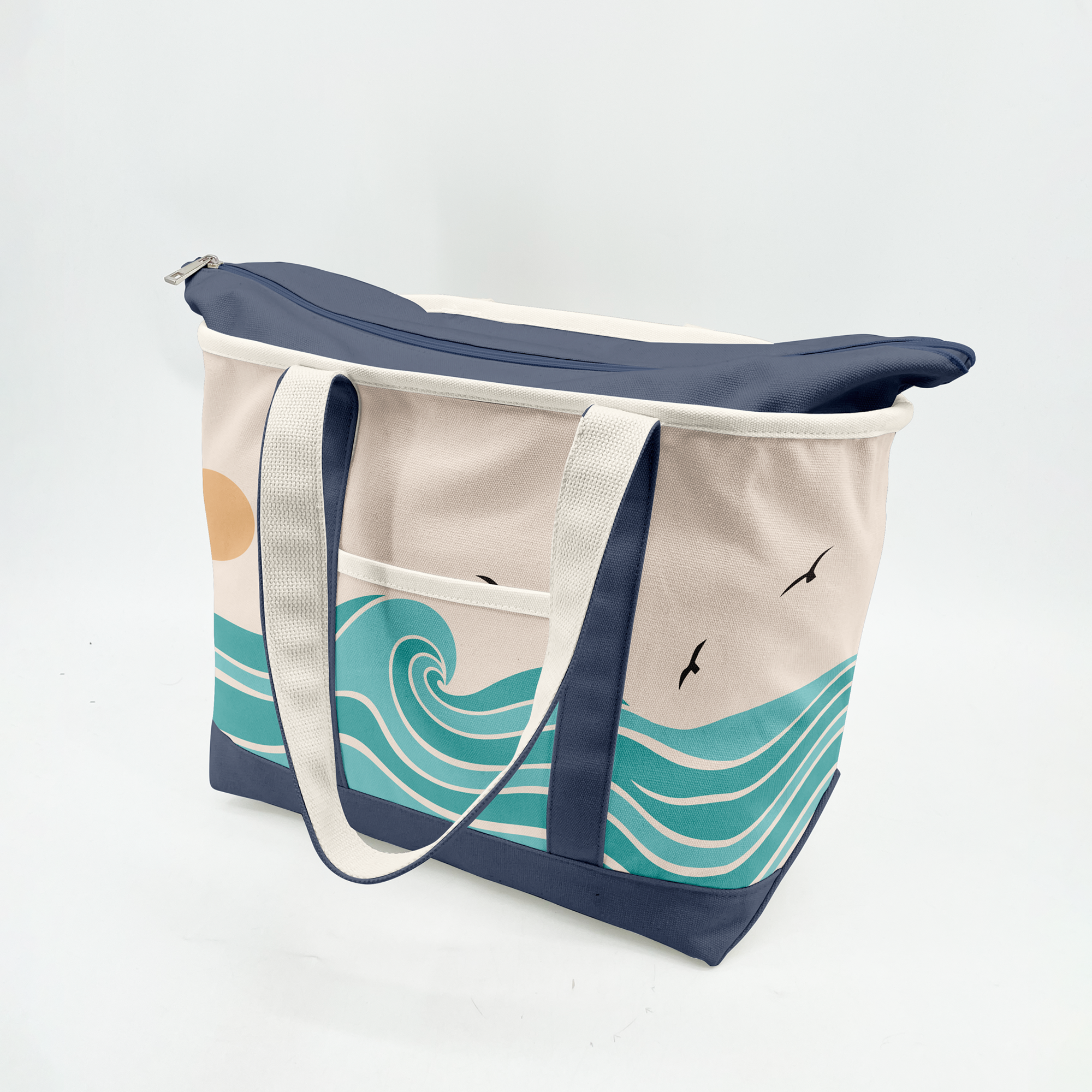 Coastal Wave Adventure Canvas Tote Bag – Ocean Inspired Travel Carryall