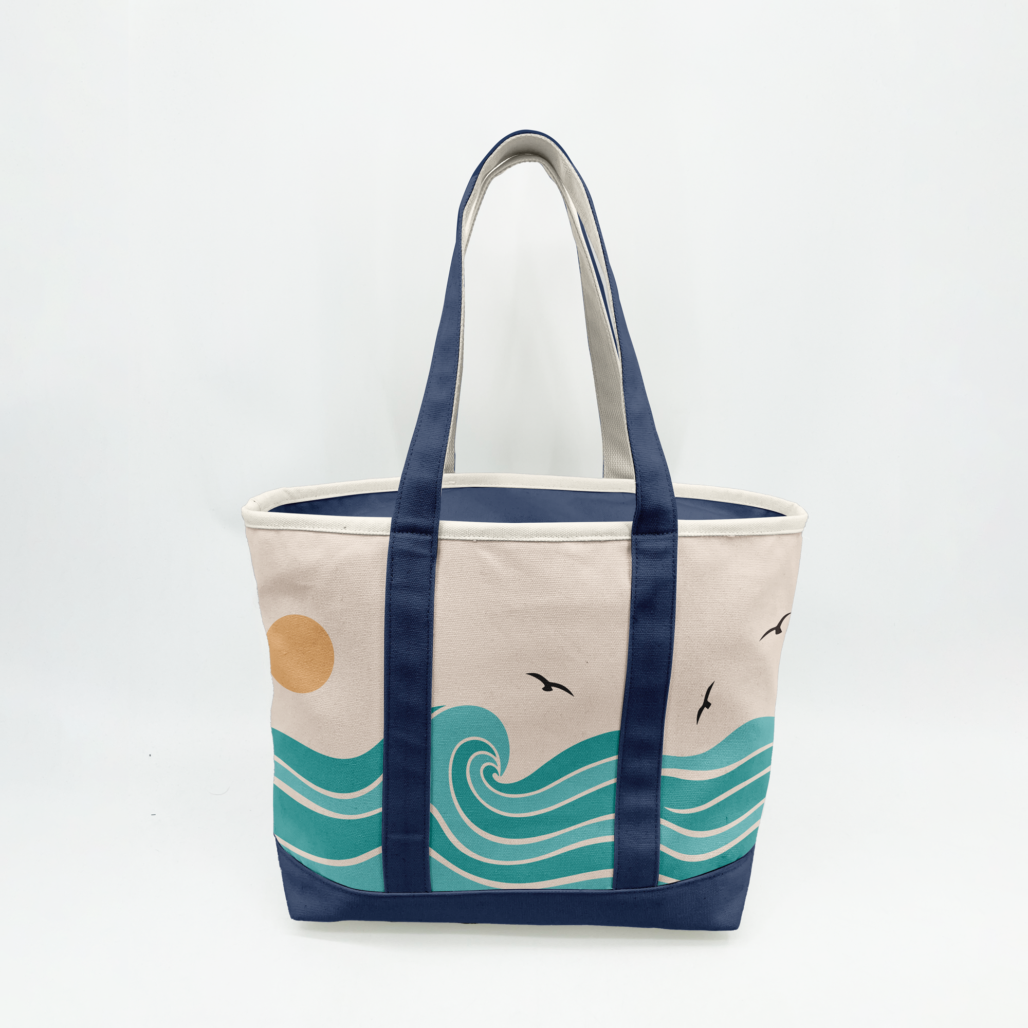 Coastal Wave Adventure Canvas Tote Bag – Ocean Inspired Travel Carryall