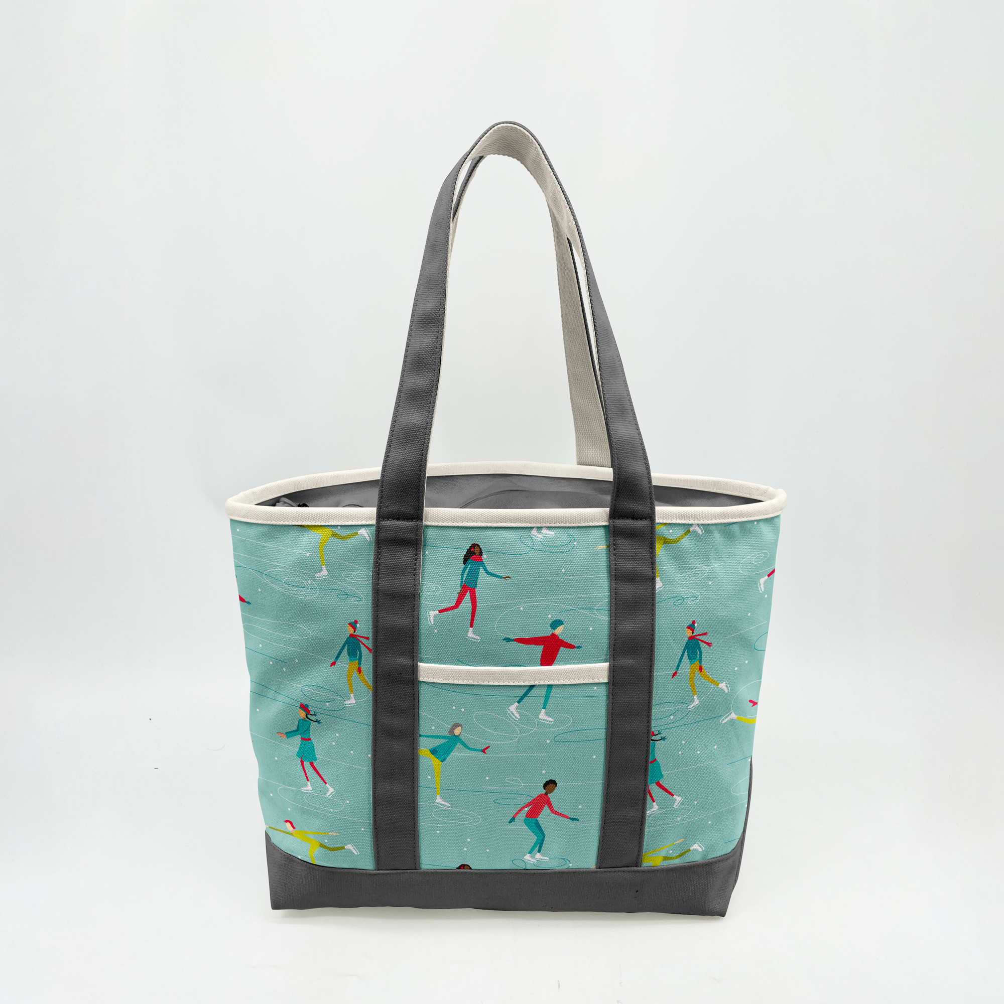 Ice Skating Adventure Canvas Tote Bag – Winter Recreation Travel Carryall