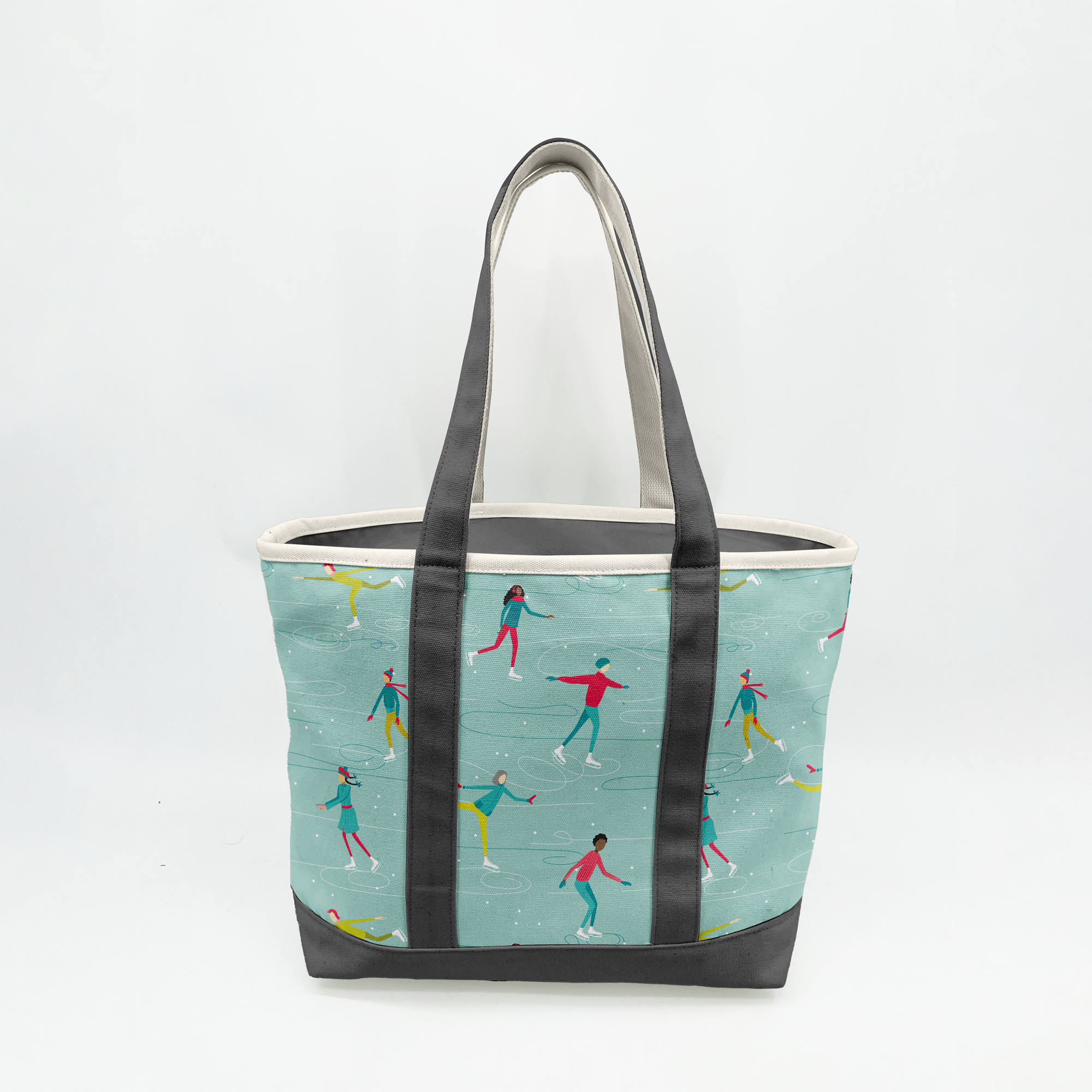Ice Skating Adventure Canvas Tote Bag – Winter Recreation Travel Carryall