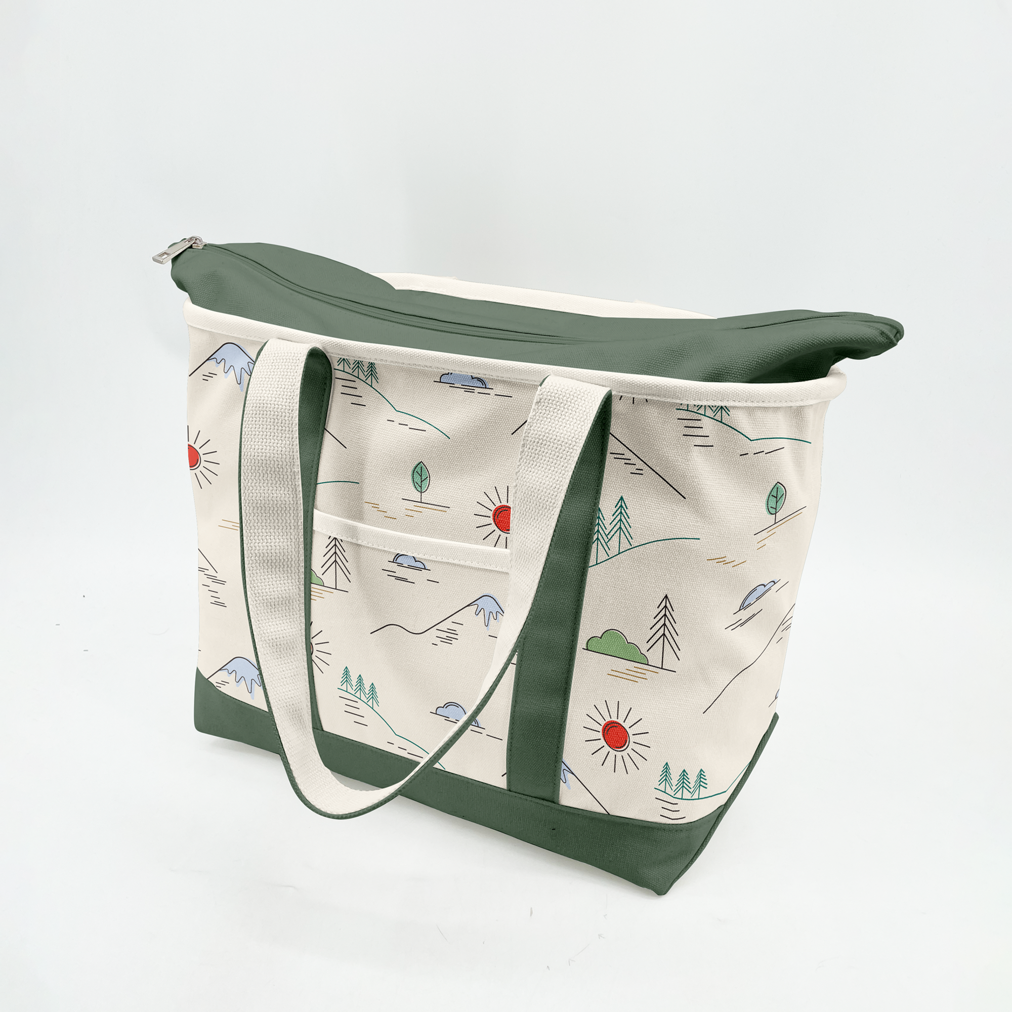 Minimal Mountain Landscape Canvas Tote Bag – Outdoor Adventure Carryall