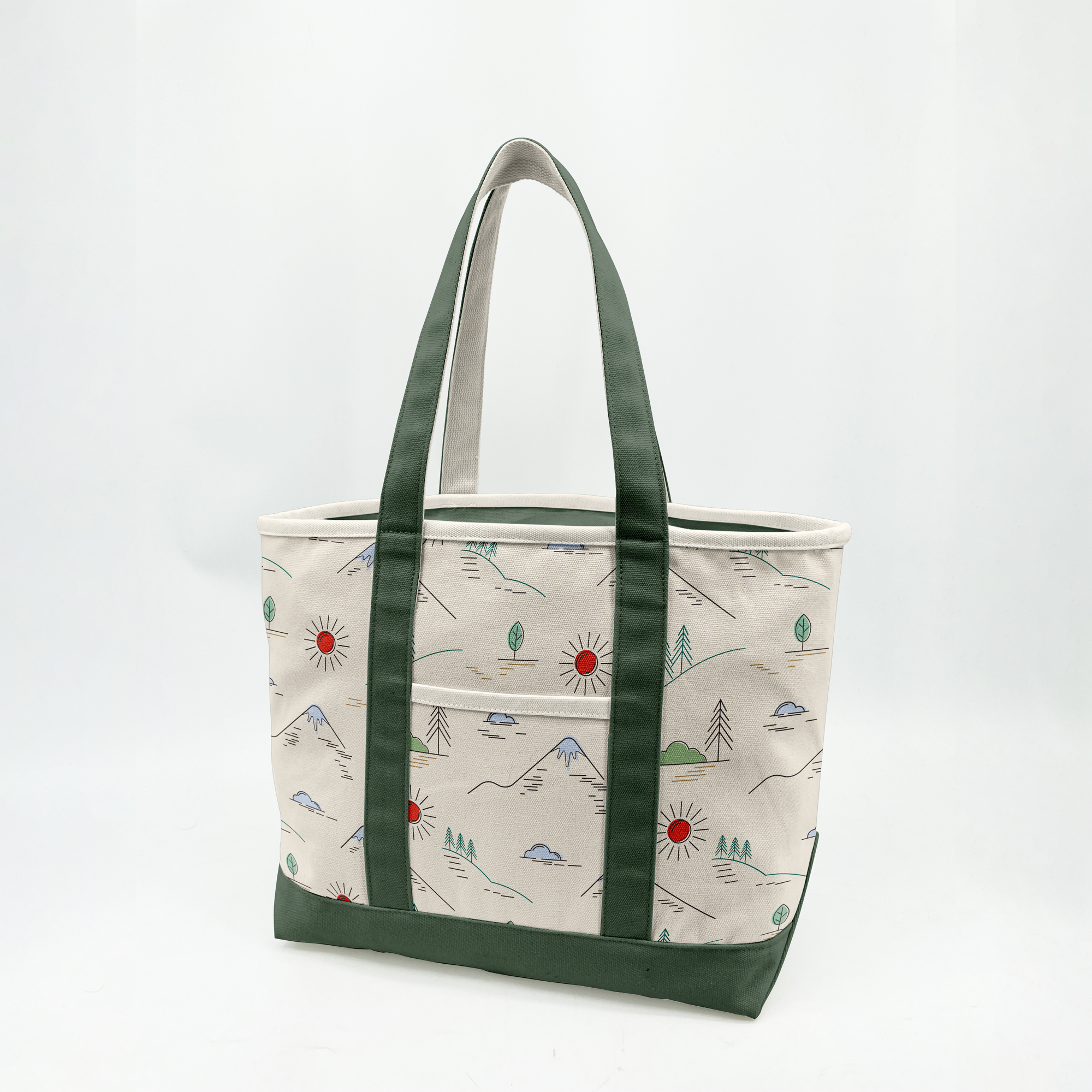 Minimal Mountain Landscape Canvas Tote Bag – Outdoor Adventure Carryall
