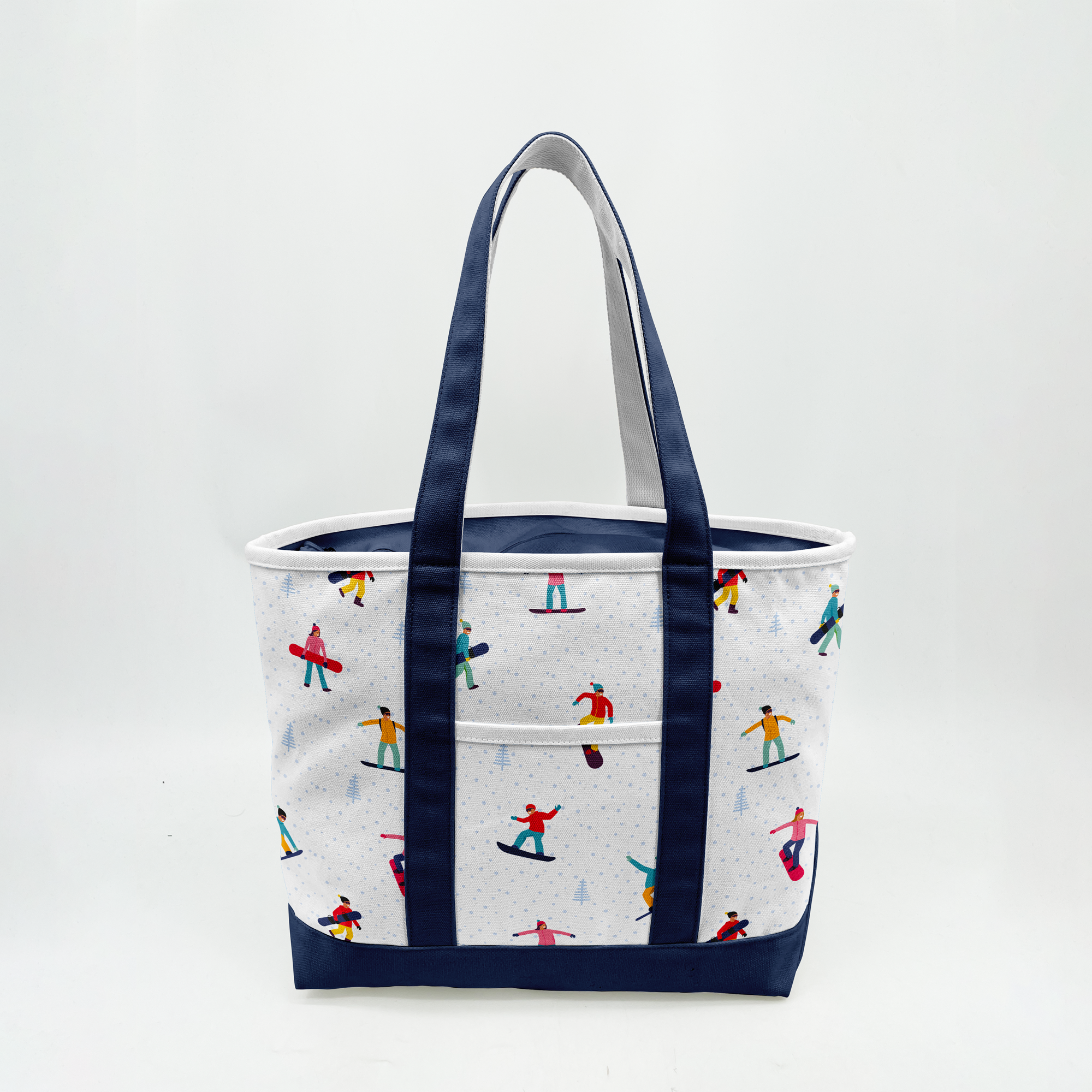 Winter Snowboard Adventure Canvas Tote Bag – Ski Resort Graphic Carryall