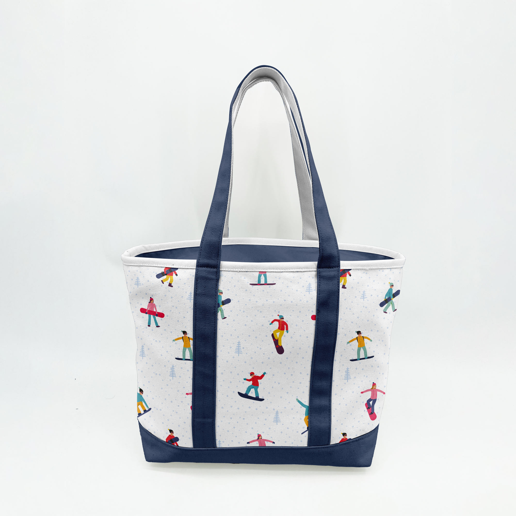 Winter Snowboard Adventure Canvas Tote Bag – Ski Resort Graphic Carryall