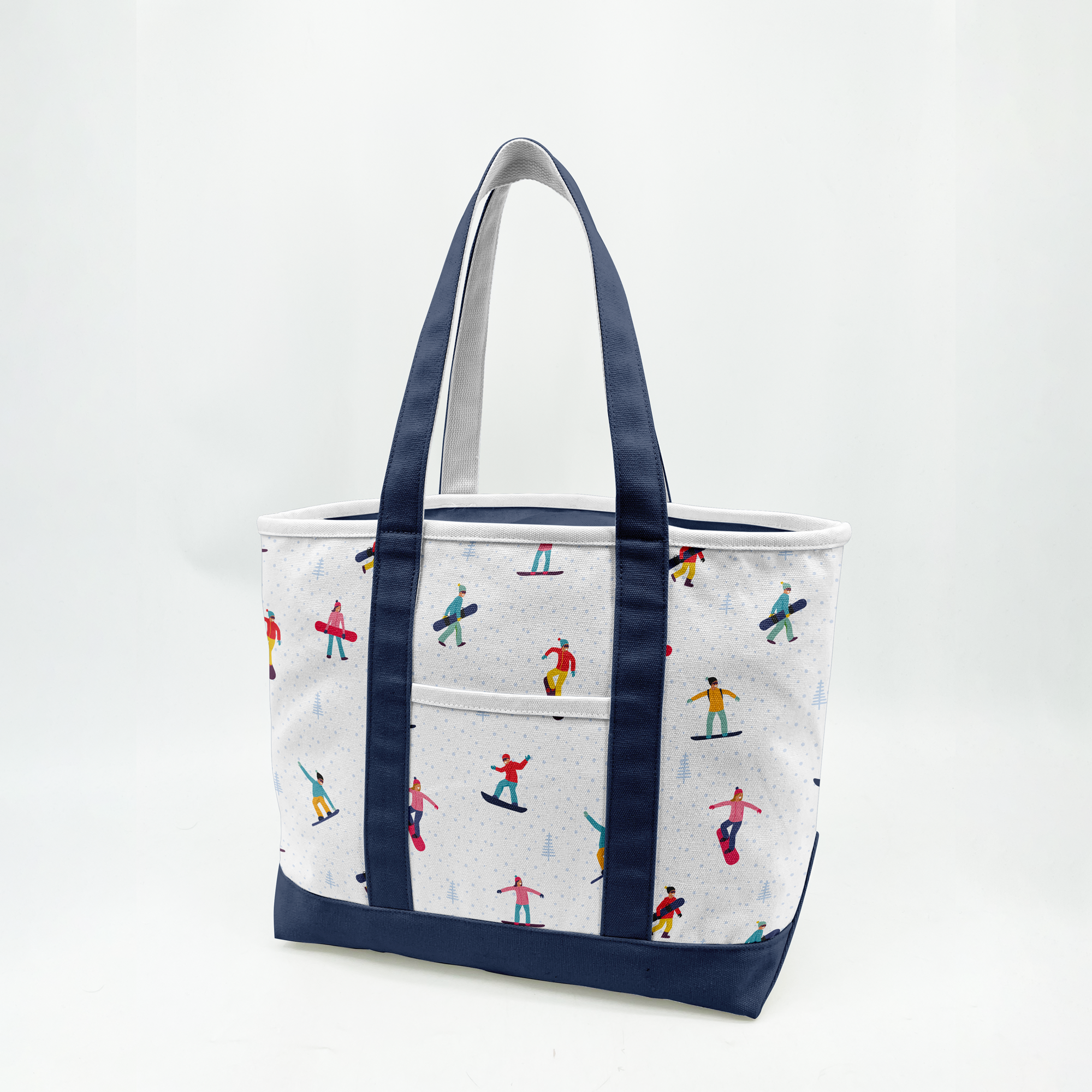 Winter Snowboard Adventure Canvas Tote Bag – Ski Resort Graphic Carryall