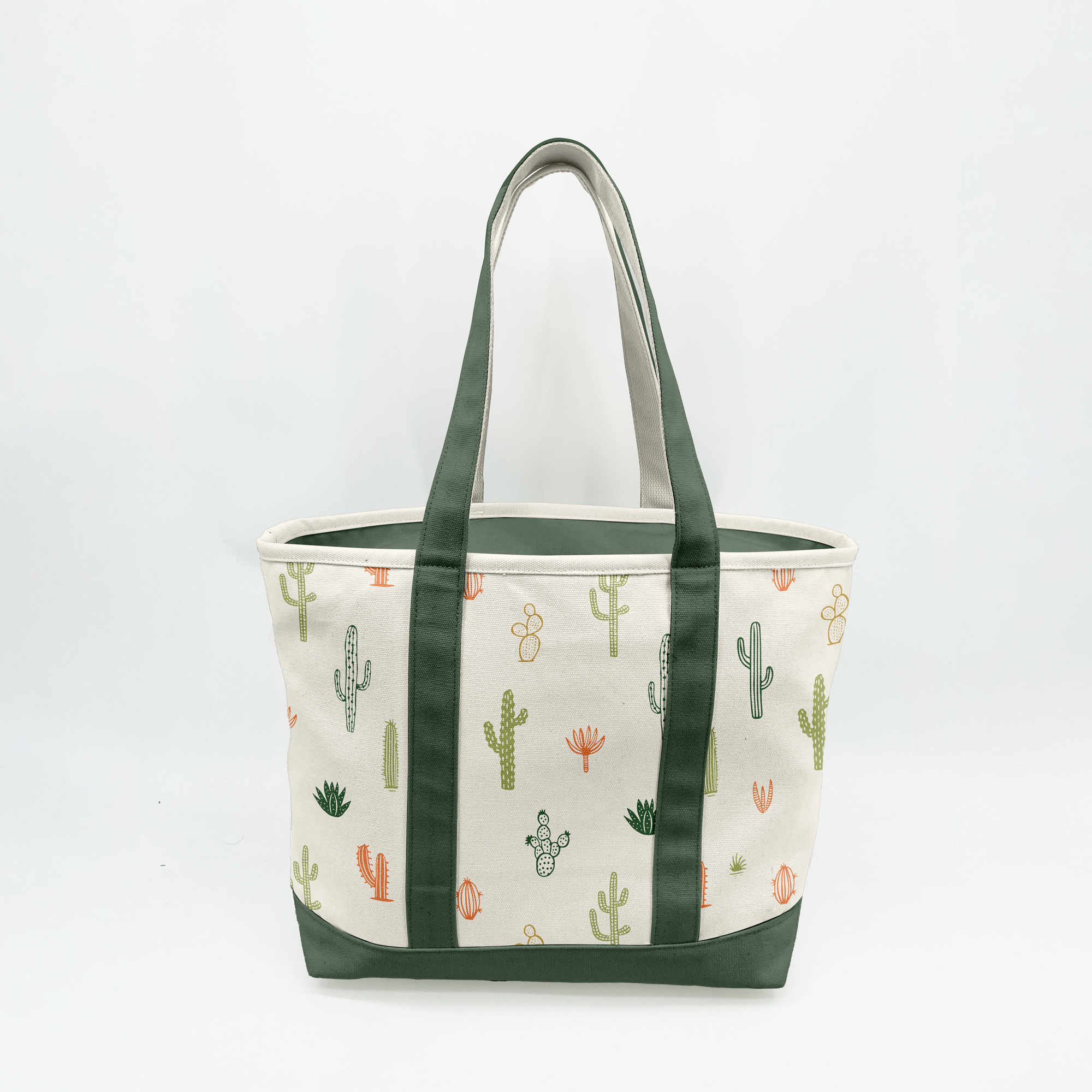 Desert Cactus Pattern Canvas Tote Bag – Southwestern Graphic Carryall