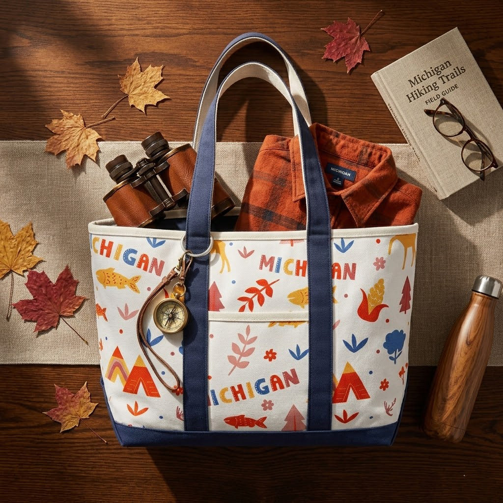 Michigan Adventure Canvas Tote Bag – Nature & Travel Inspired Carryall