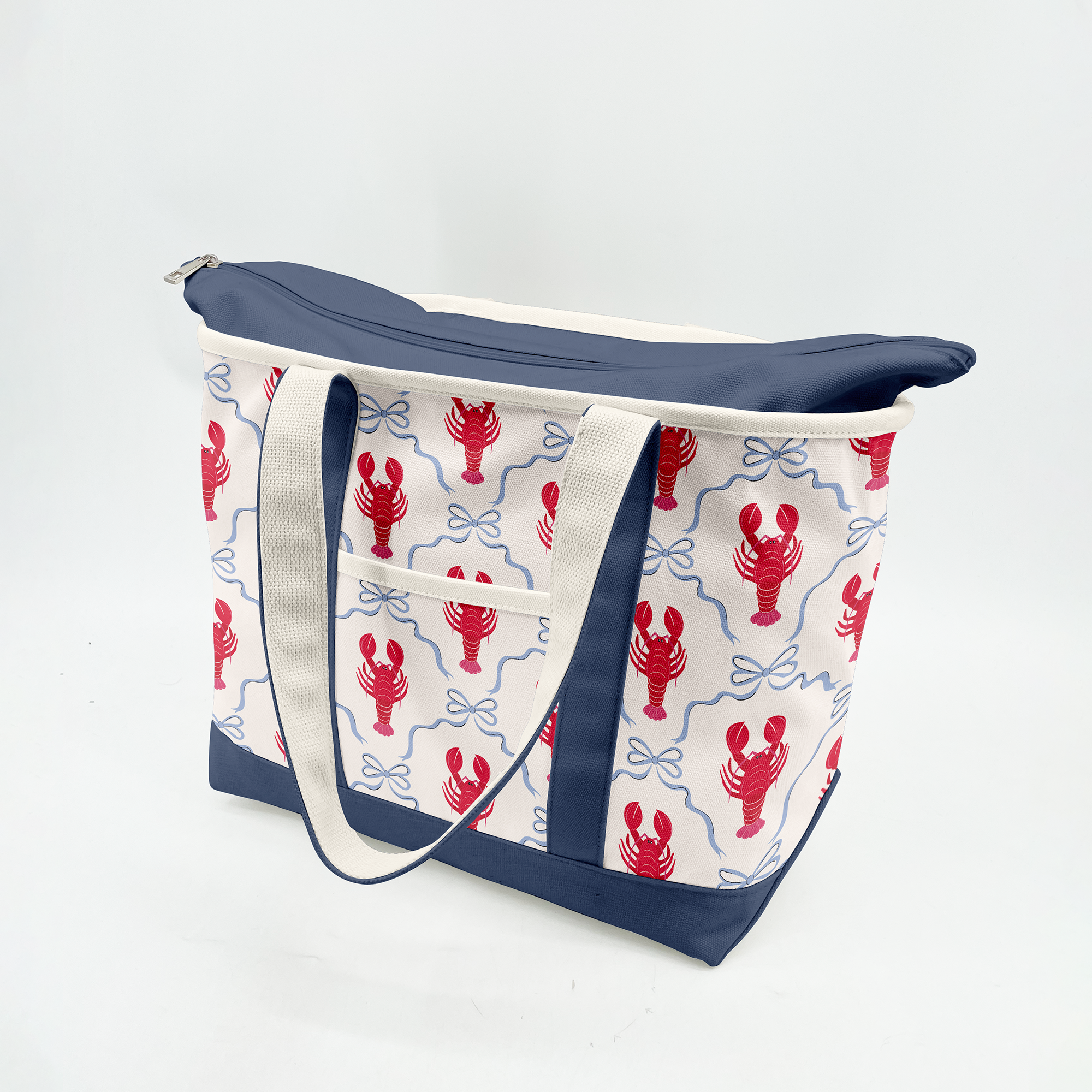 Coastal Lobster Canvas Tote Bag ¨C Nautical Seafood Market Carryall