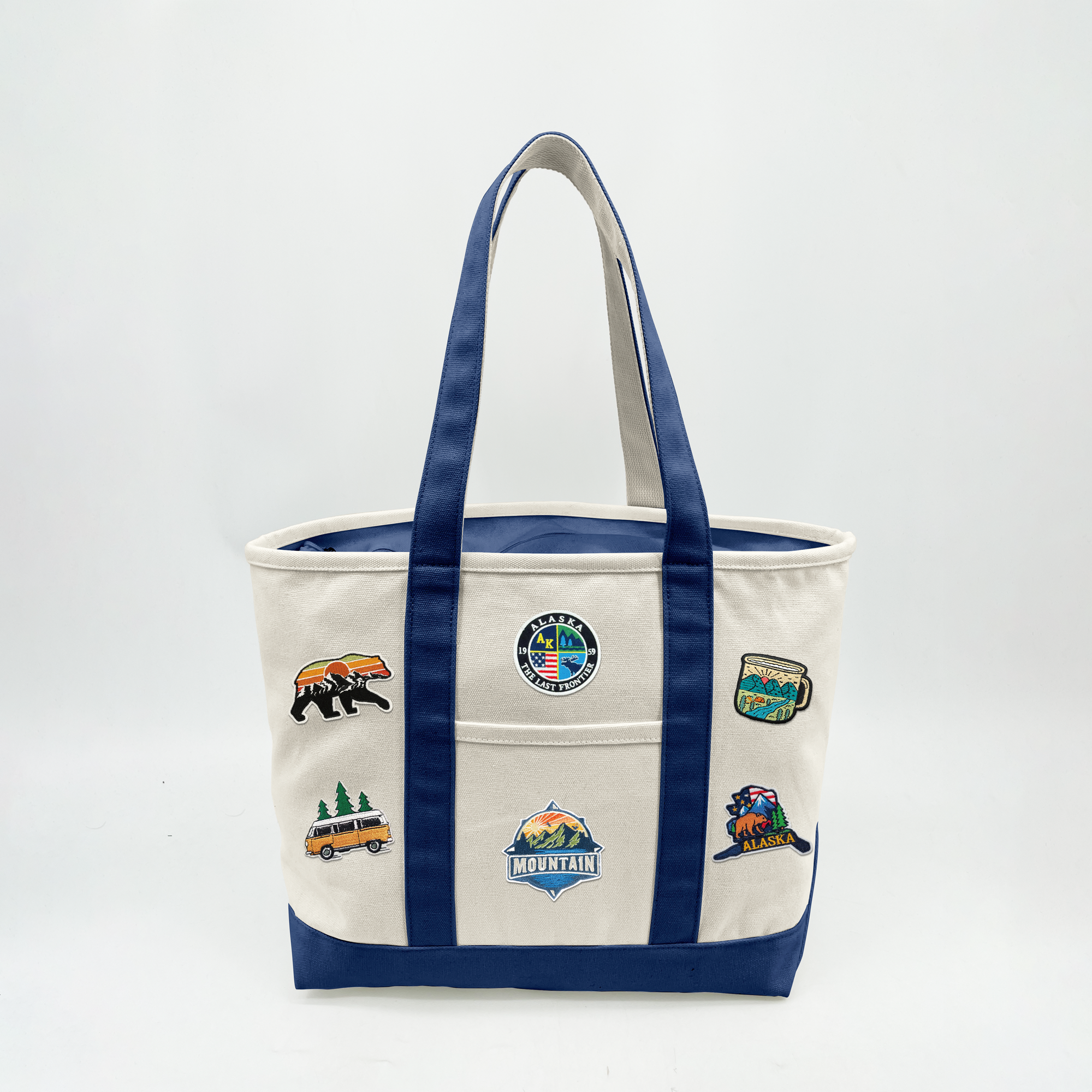 Alaska Adventure Patch Canvas Tote Bag ¨C Outdoor Travel Graphic Carryall