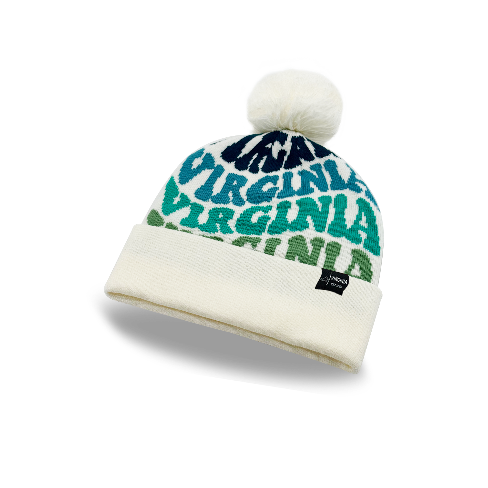 Virginia Colorful Letter Beanie Winter Knit Hat with Pom Pom for Cold Weather