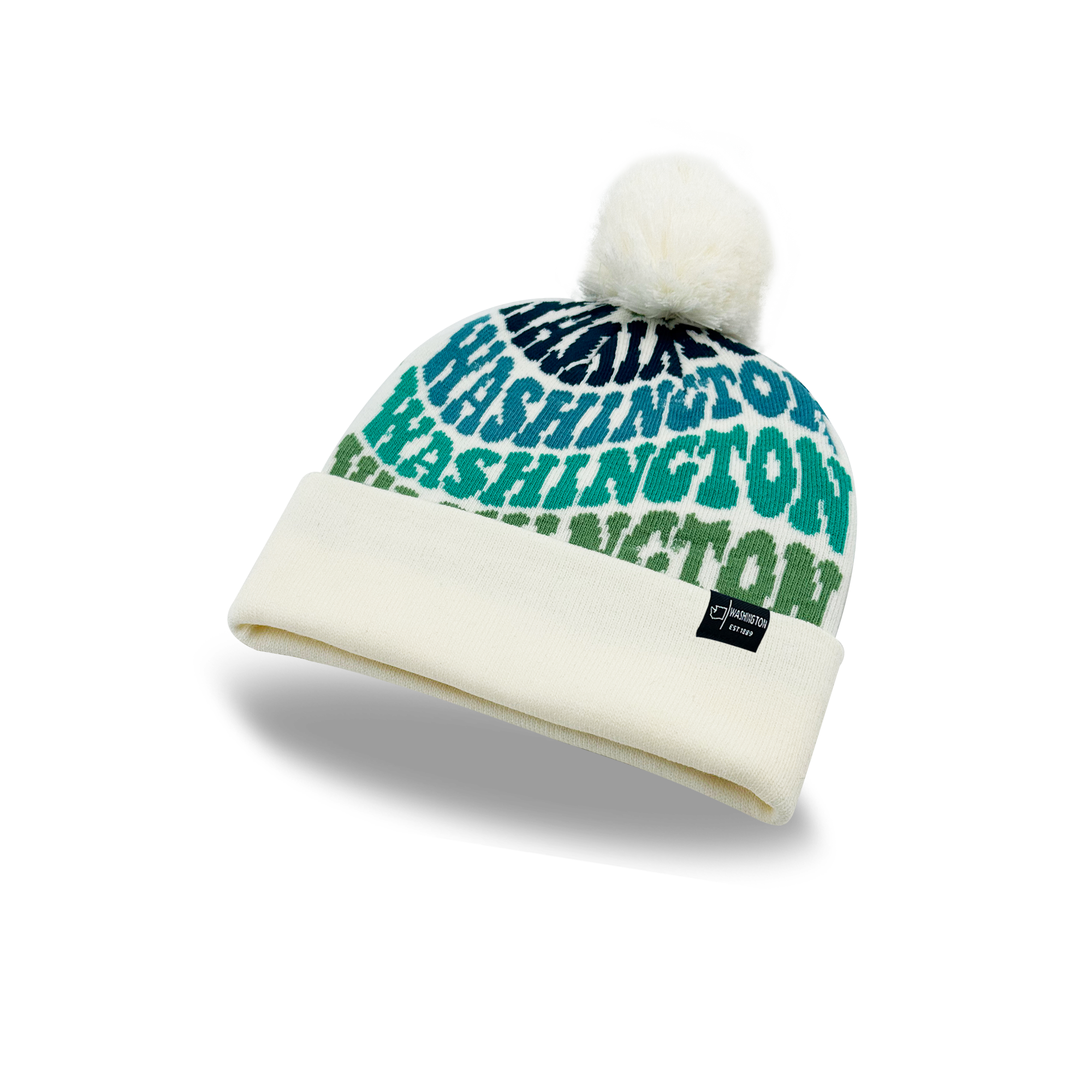 Washington Colorful Letter Beanie Winter Knit Hat with Pom Pom for Cold Weather