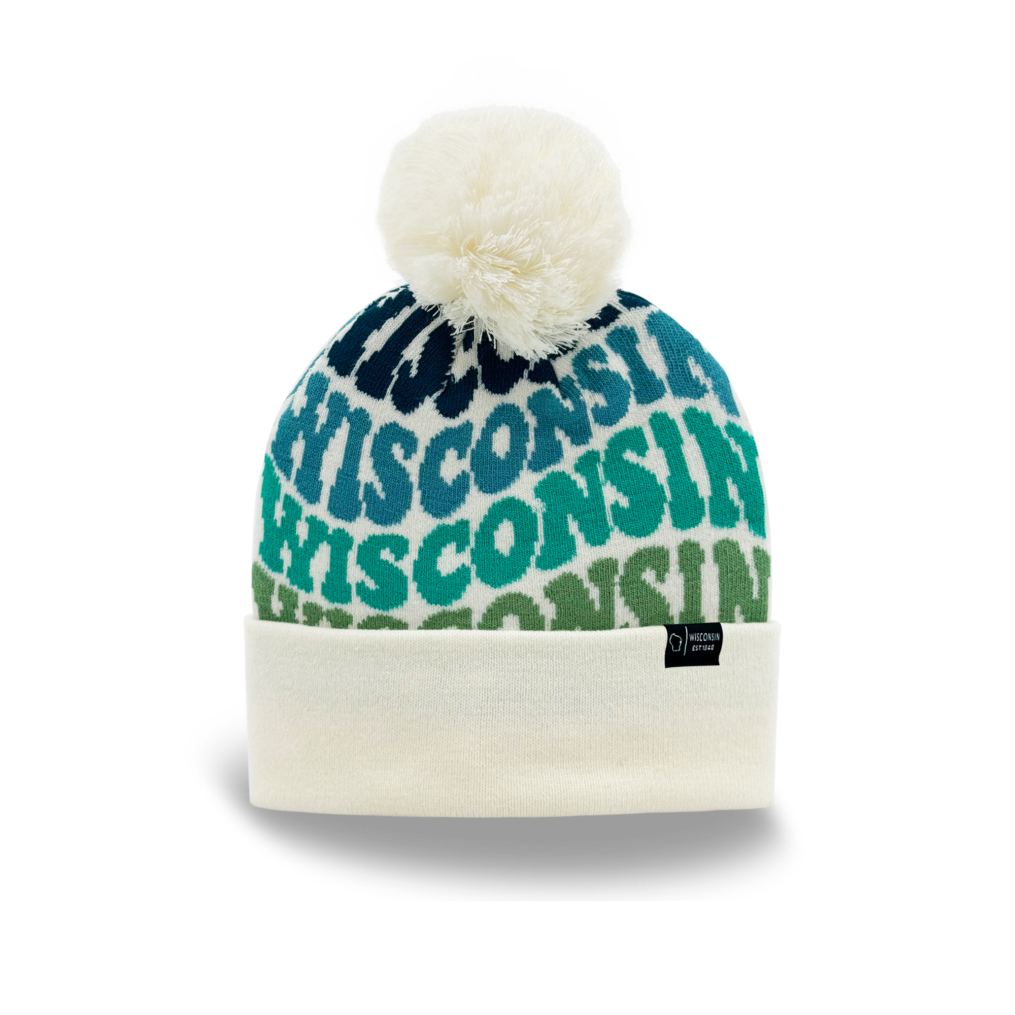 Wisconsin Colorful Letter Beanie Winter Knit Hat with Pom Pom for Cold Weather