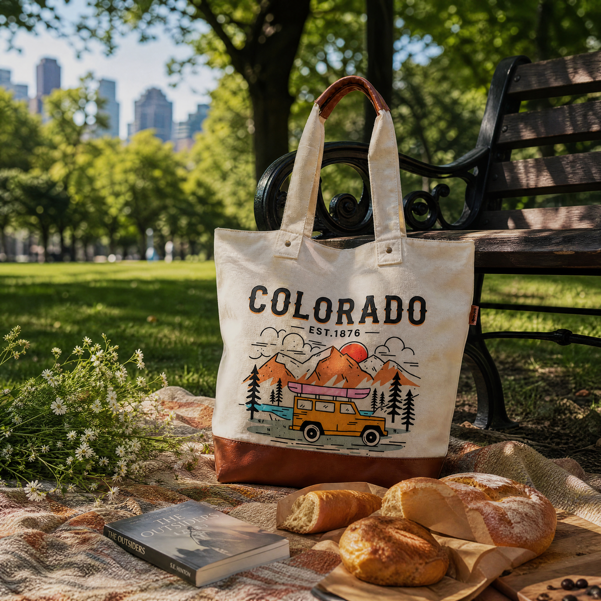 Colorado Road Trip Mountain Scenic Tote Bag – Outdoor Adventure Travel Souvenir Shoulder Bag